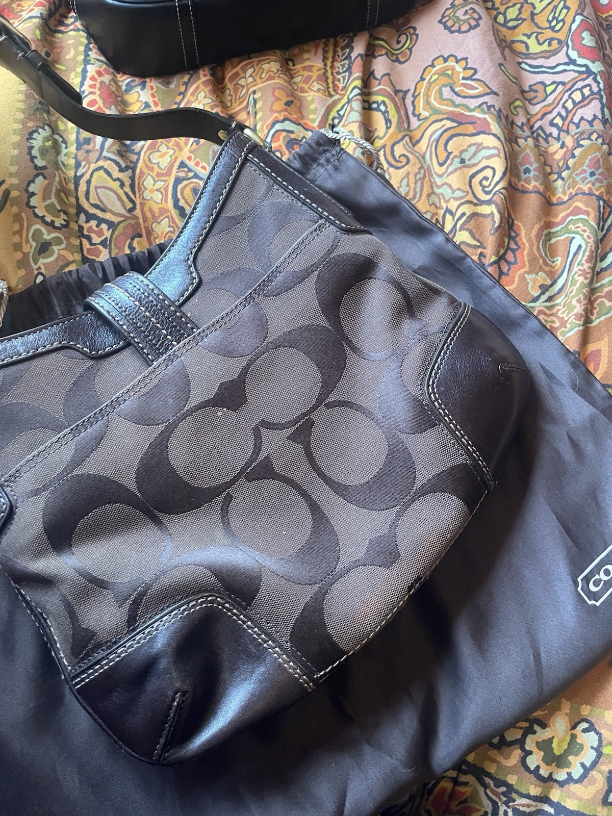 Coach Signature Brown Monogram Shoulder Bag Zip,