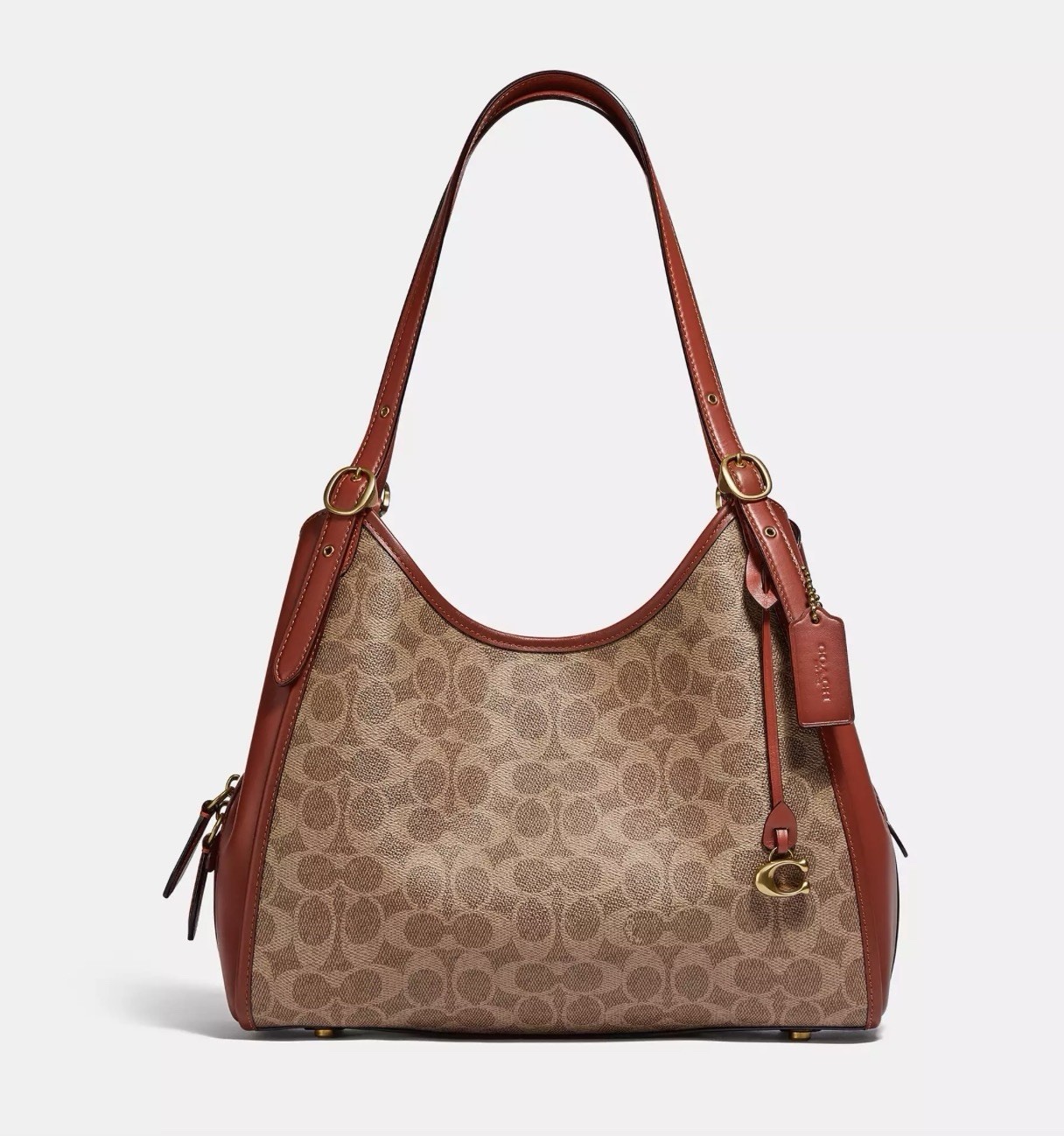 NWT Coach C4825 Lori Shoulder Bag In Signature Canvas & Calf Leather-Tan Rust