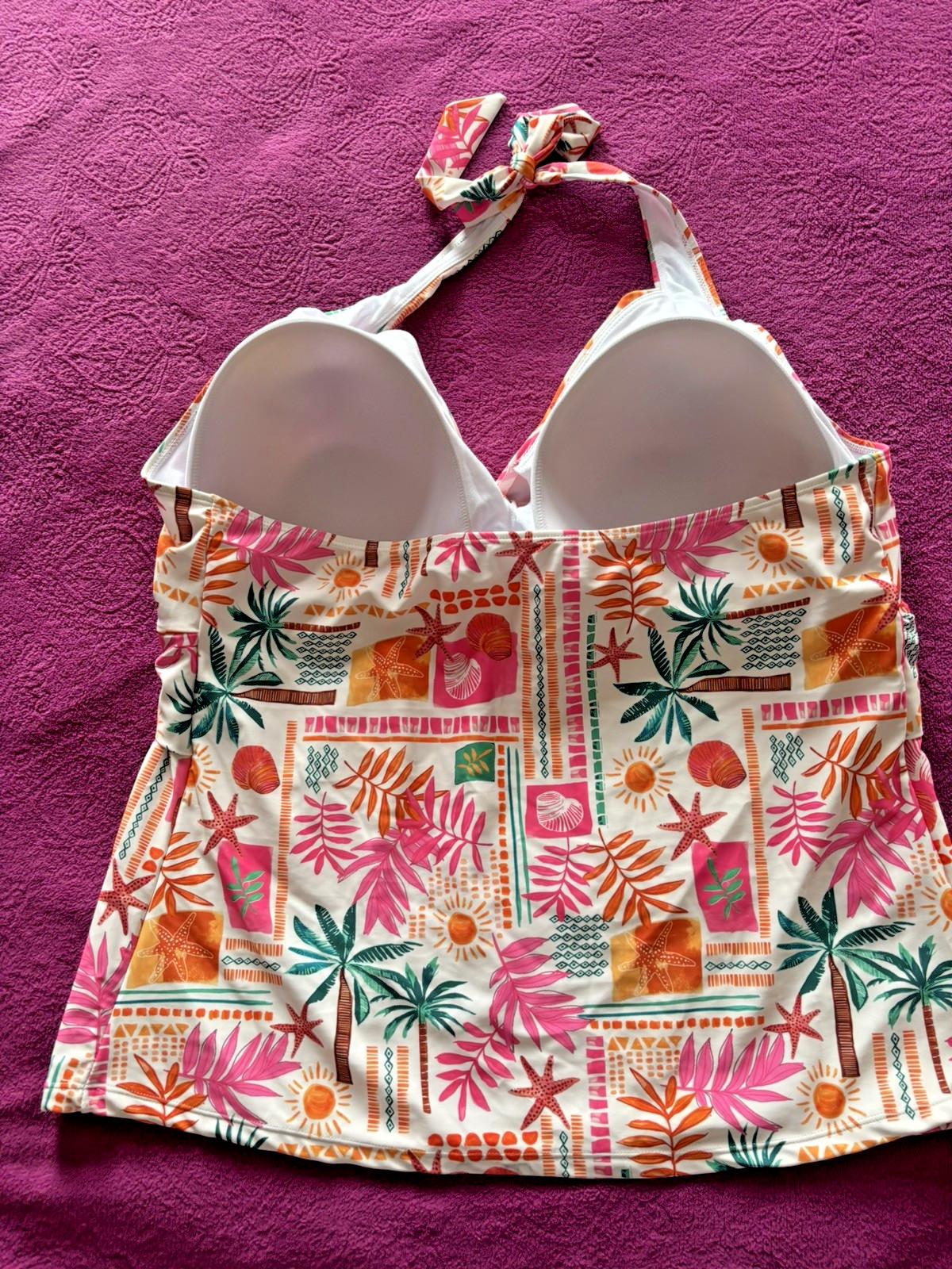 BNWT Matalan UK 26 White Pink Beach Padded Swim Tankini