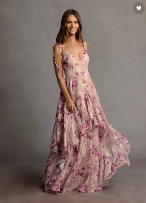 Azazie Harmony Mauve Floral Maxi Dress