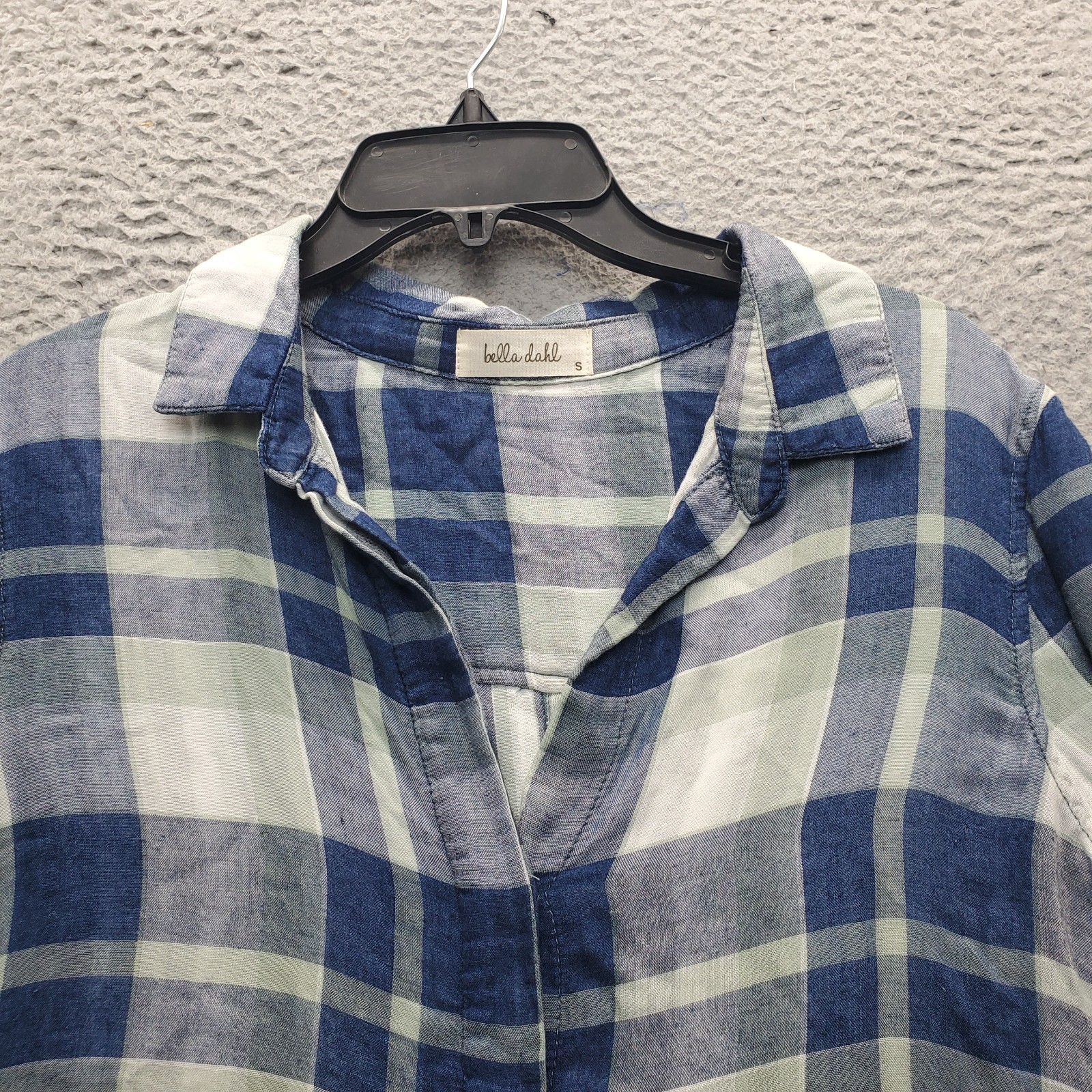 Bella Dahl Shirt Womens Small Multi Plaid Casual High Low Collared Button Up