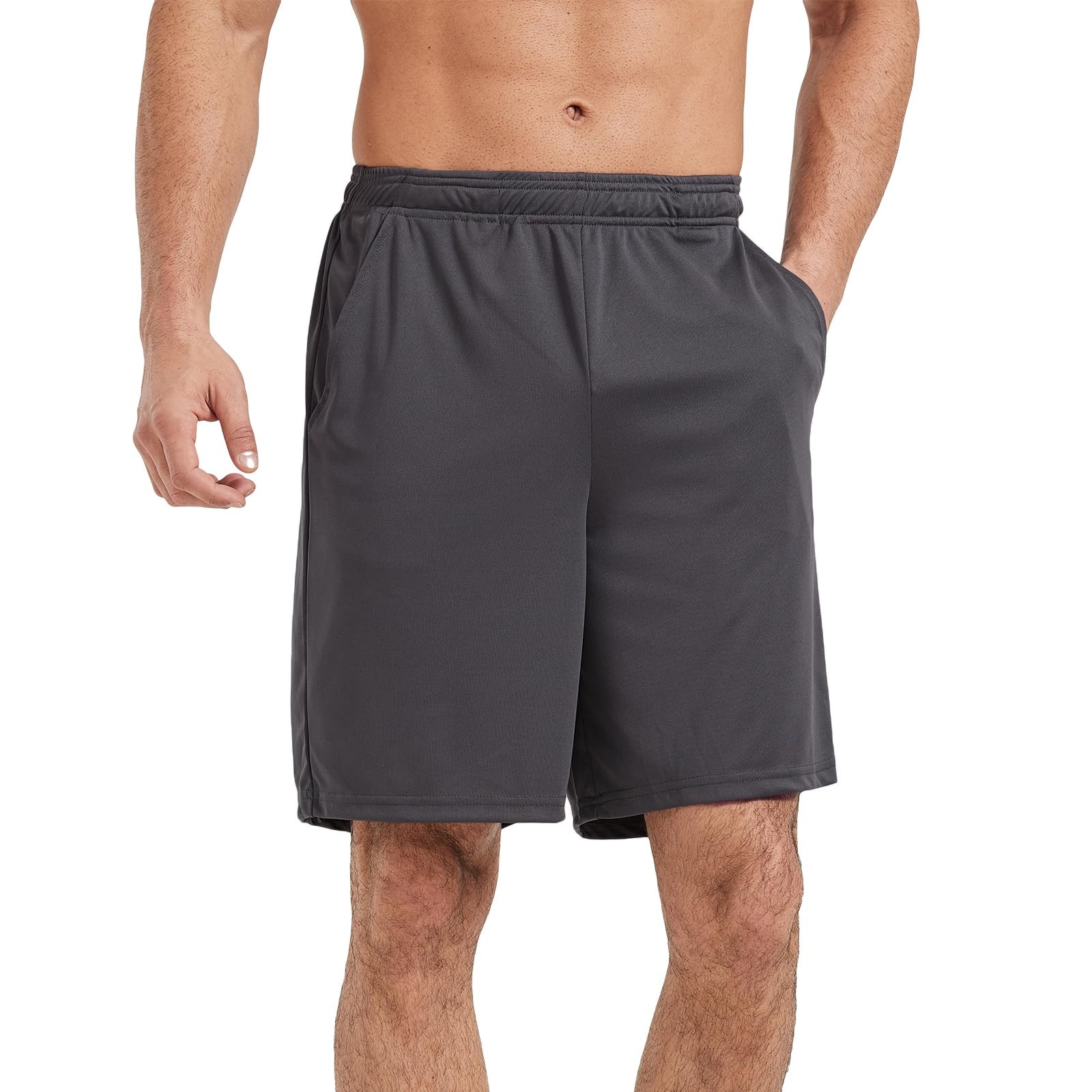 AKAWOOKO 5 Pack Men’s Athletic Gym Shorts with Pockets Quick Dry Large, Set 1