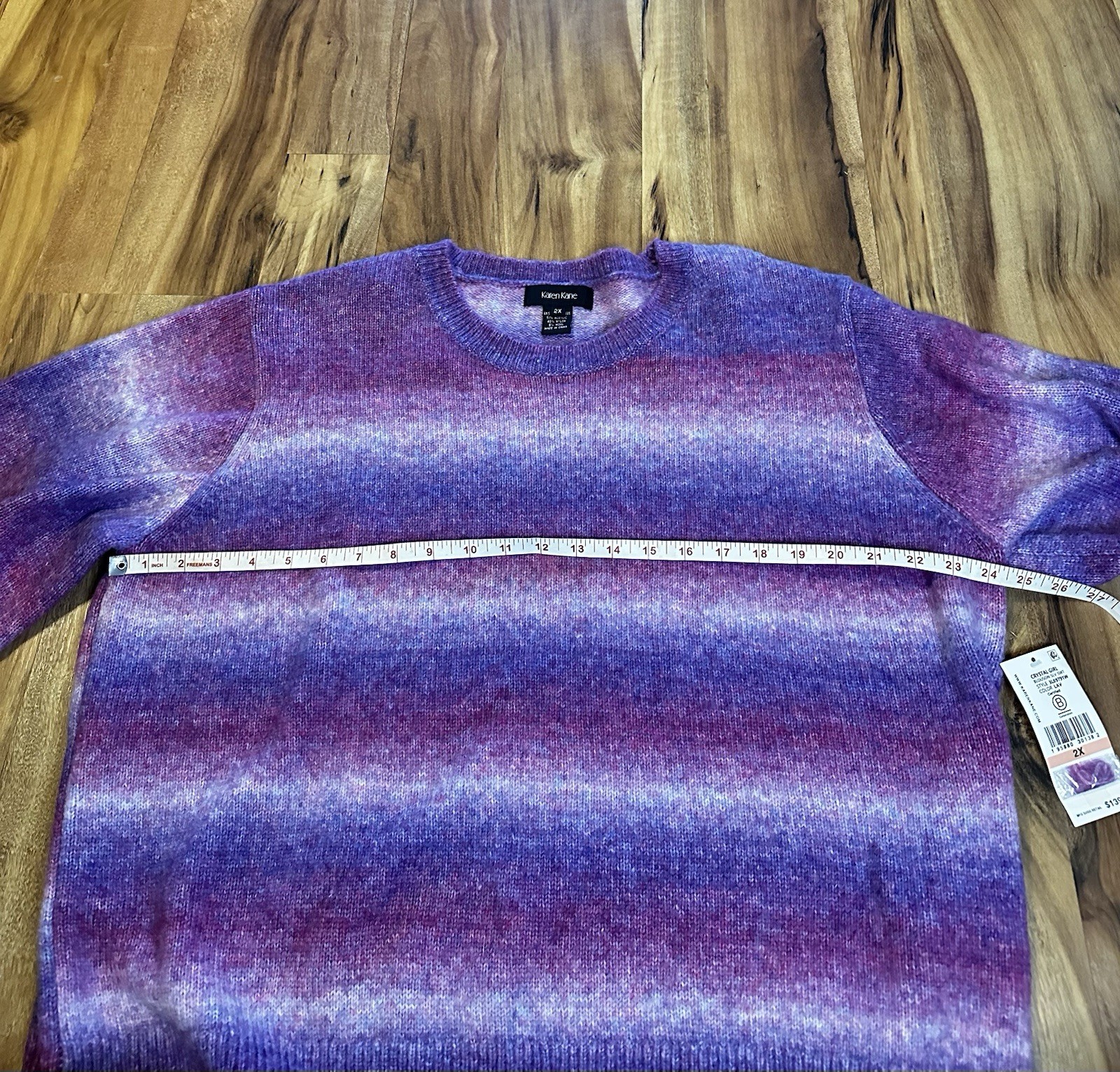 Karen Kane 2X NWT Fuzzy Ombre Wool Blend Sweater Purple Pink Sleeve MSRP $139