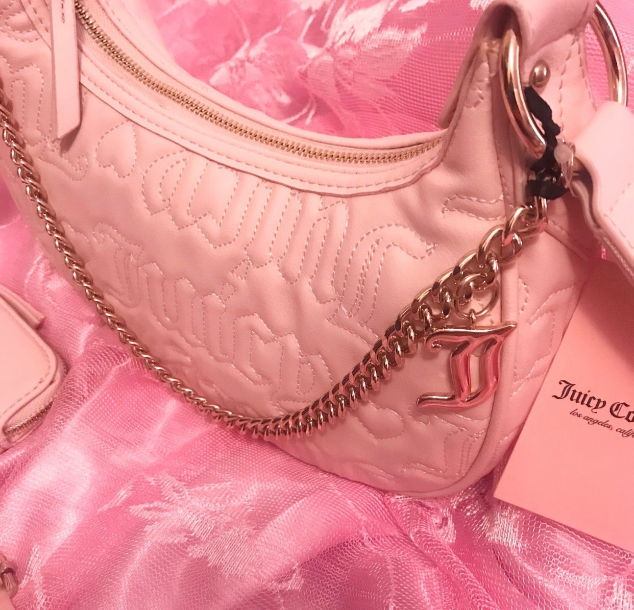 JUICY COUTURE Light Pink Half Moon Crossbody purse