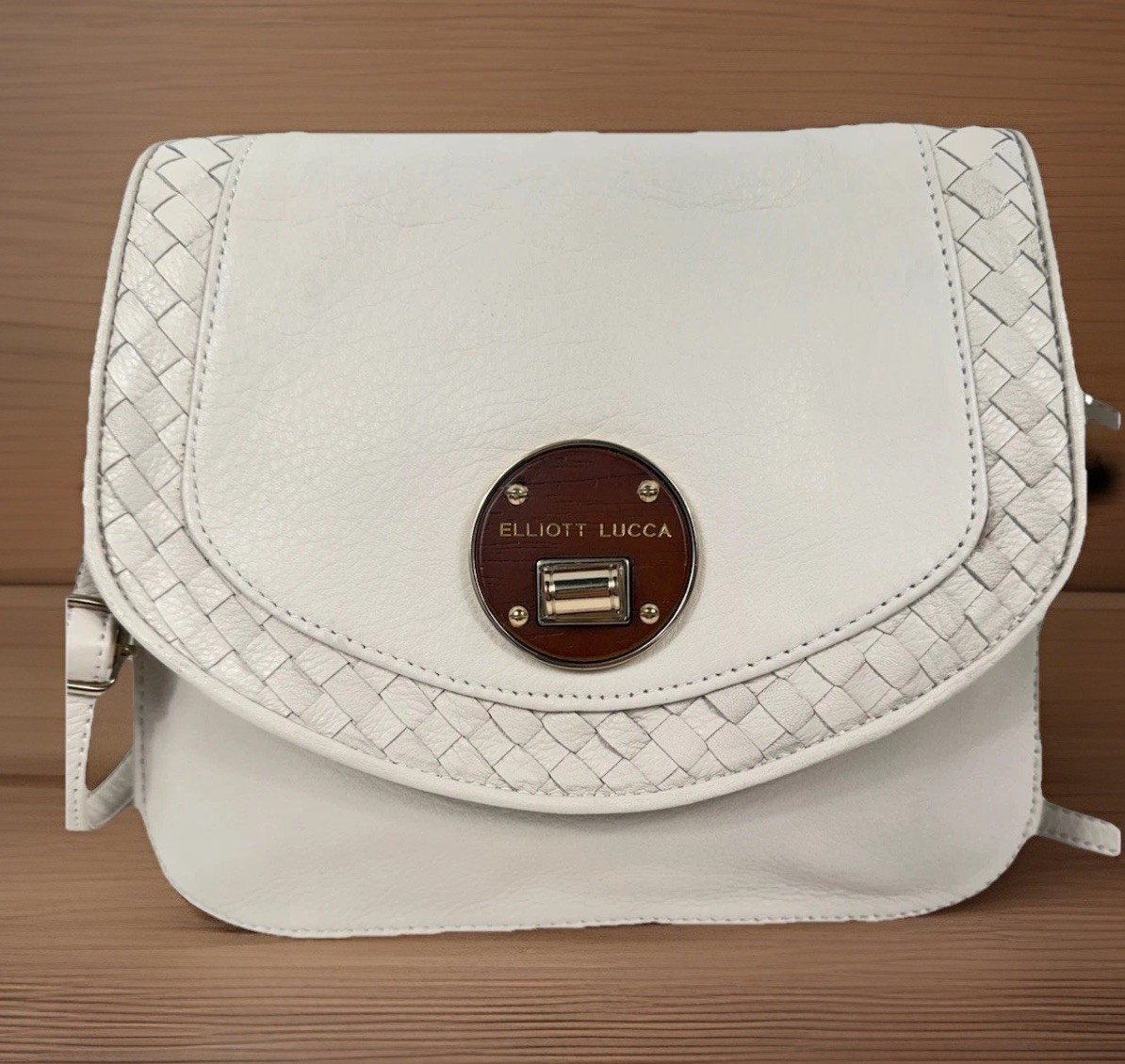 Elliot Lucca Rojo Flap Ivory Leather Crossbody Bag