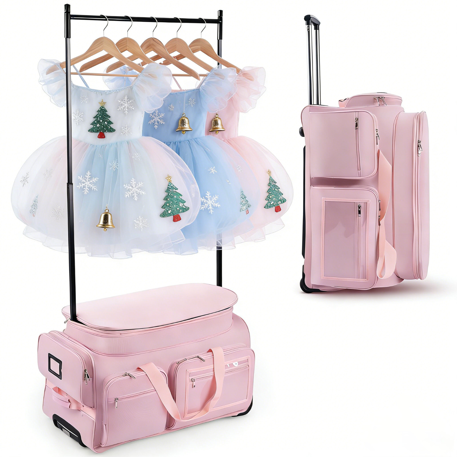Dance Bag with Garment Rack 28″ Pink Dance Costumes Rolling Garment Bags