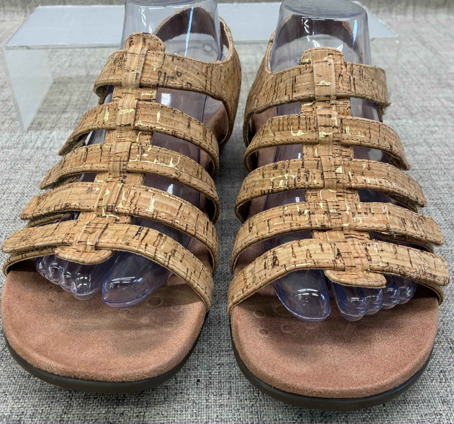 Vionic Harissa Cork Sandals Lt. Brown Tan Strappy Slingback Shoes Womens Size 8