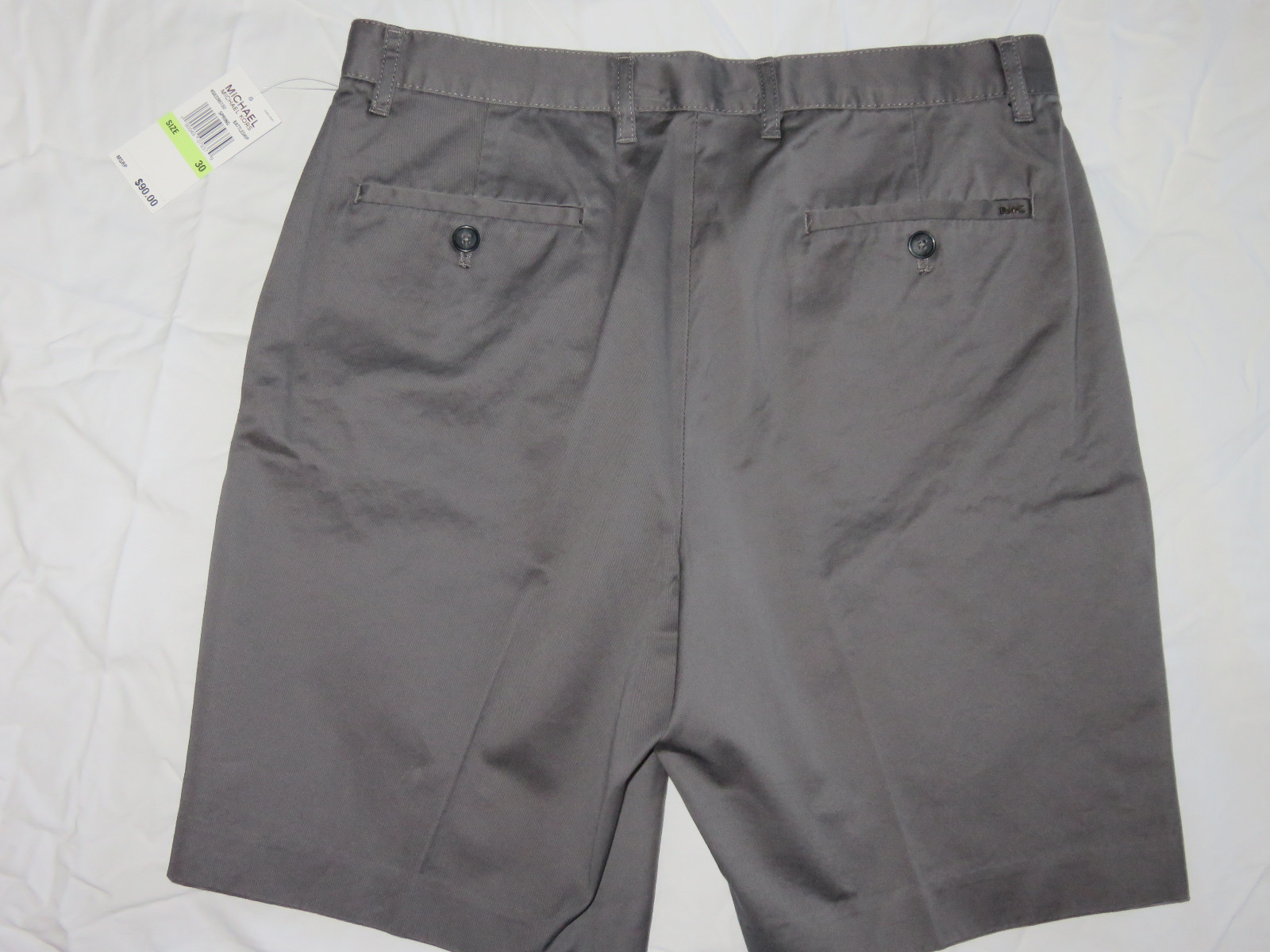 Michael Kors Men Grey Battleship Cotton Flat Front Shorts Size 30 40 NEW $90