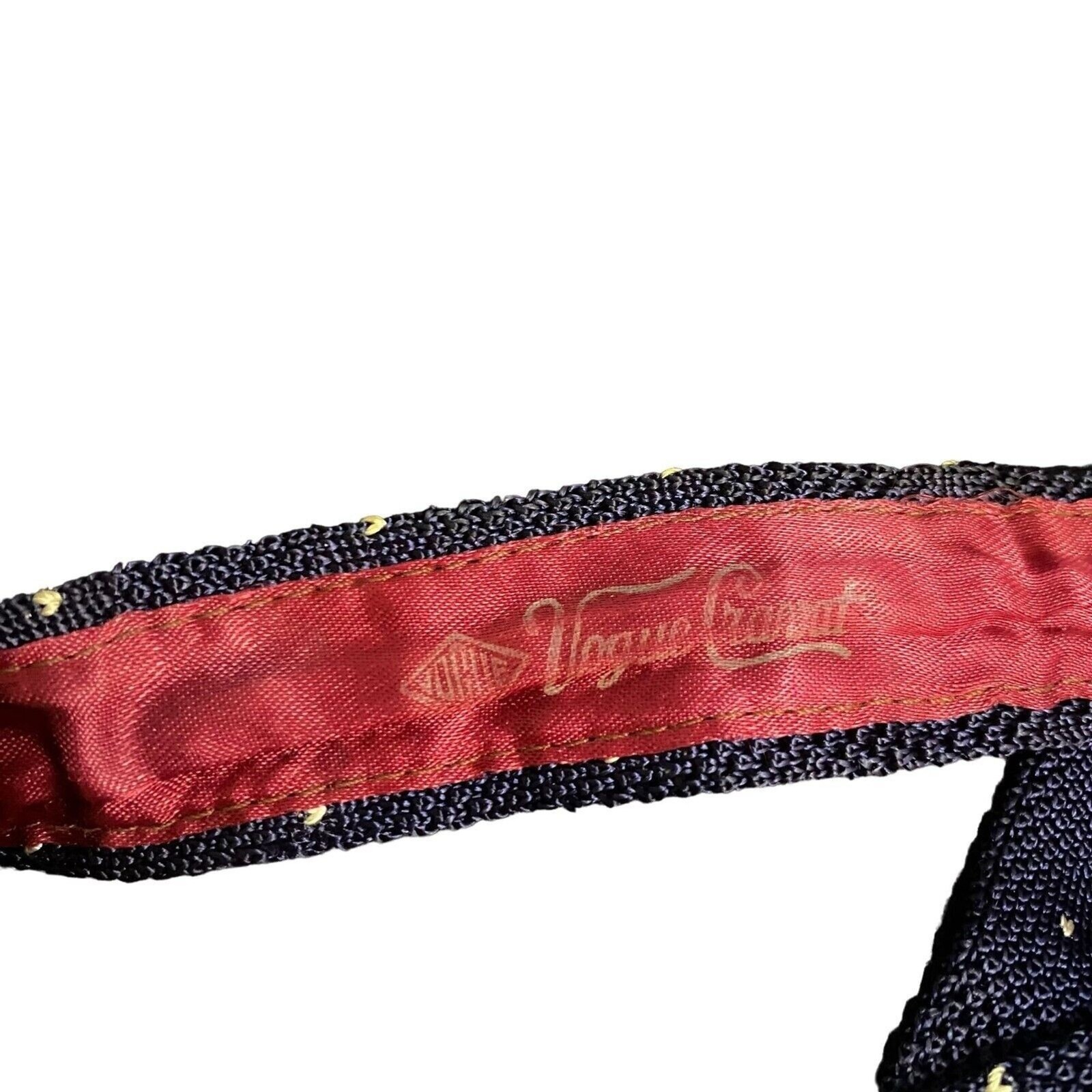#6878 Handmade Knit Navy Blue Tiny White Hearts Mens Necktie, Tie 2.25 in wide