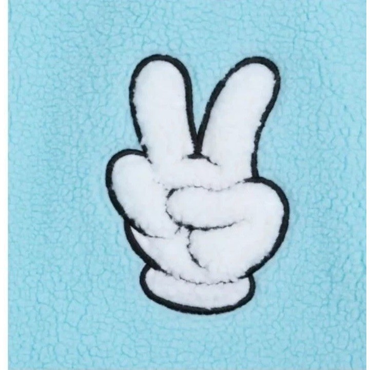 Disney Parks Mickey Mouse Peace Sign Blue Fleece Women’s 3X Sherpa 1/4 Zip NEW