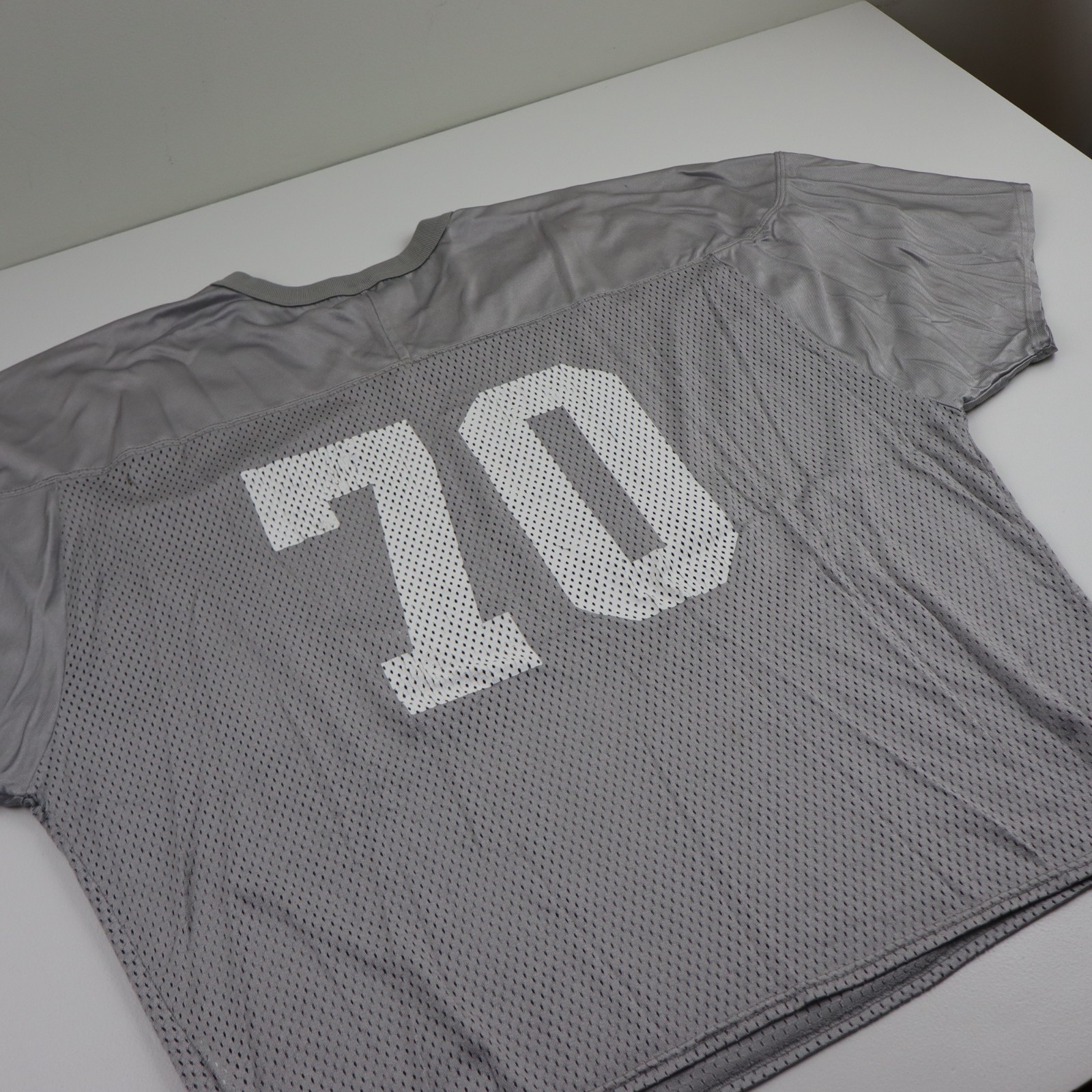 Nike Practice Mesh Football Silky Dazzle Jersey Mens XXL/XL Silver Vtg 90s Y2K