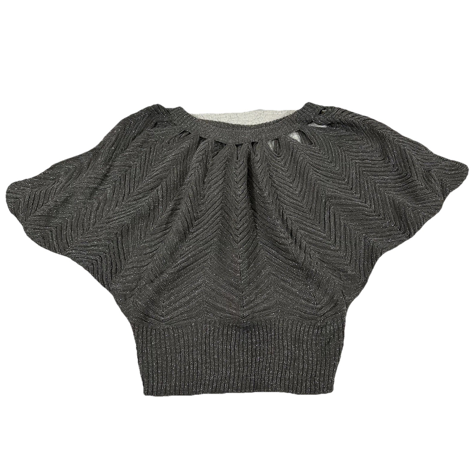 Jessica Simpson Women’s Sz. L Batwing Dolman Sleeve Knit Sweater Grey Metallic