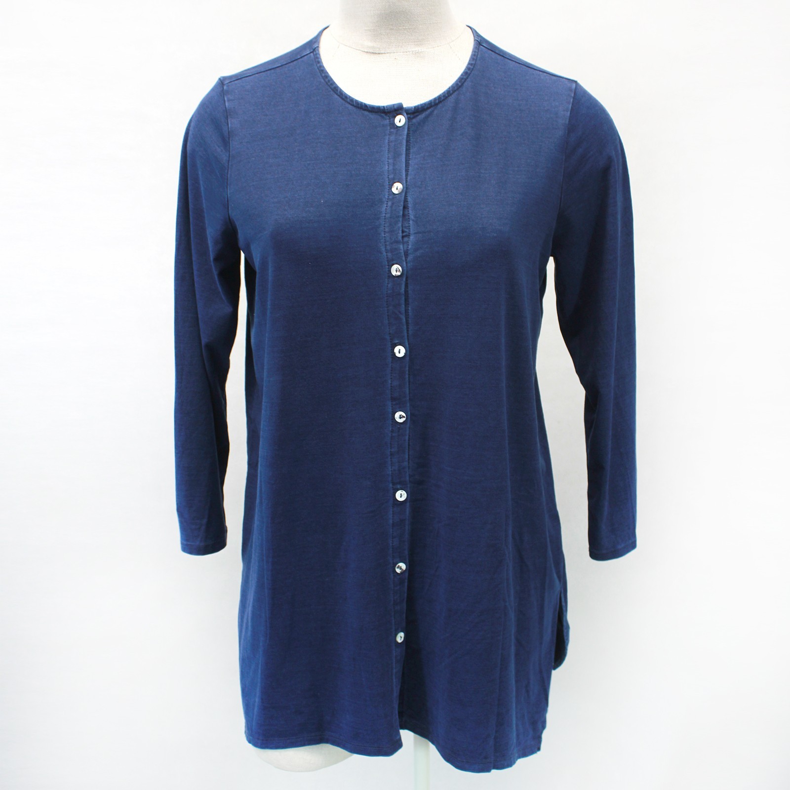 J.Jill Plus Navy Blouse Top Tunic Button Casual Long Sleeve Crew Neck 2X
