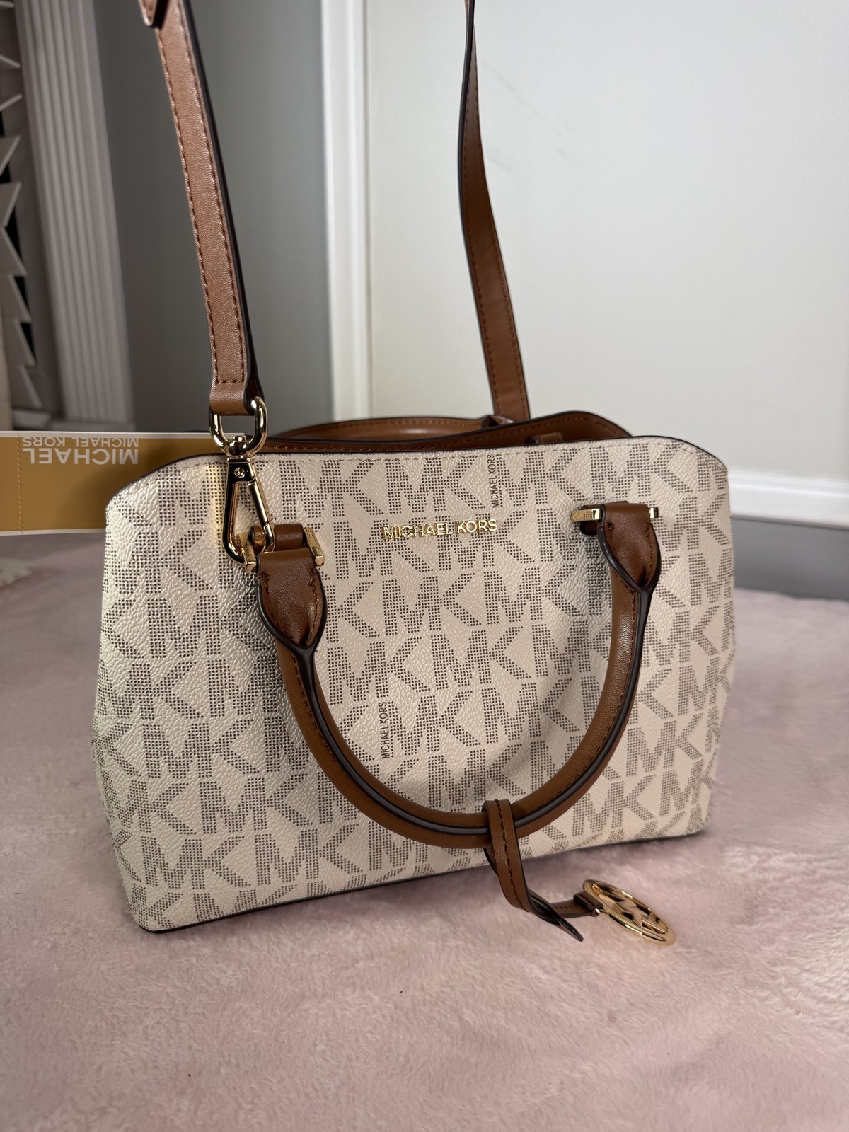 Michael Kors small satchel vanilla monogram