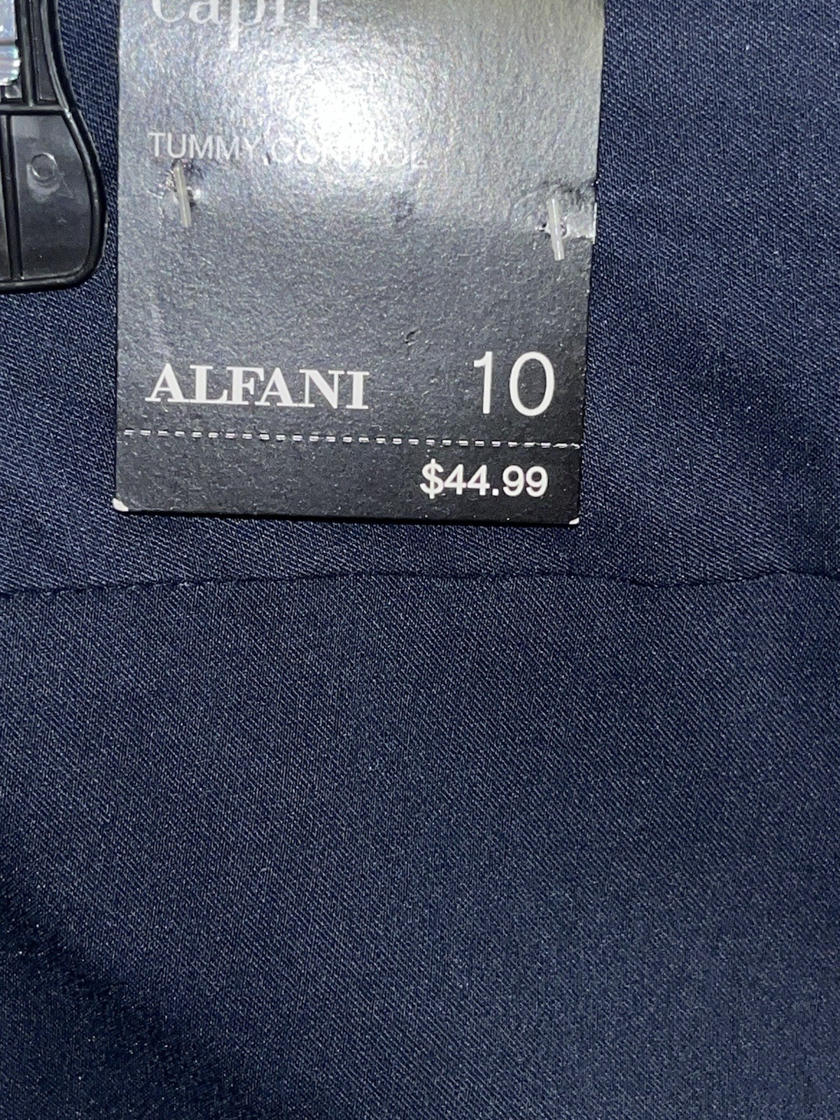 Alfani Capri Pants Tummy Control Size 10 New Casual Wear To Work Pull On Navy