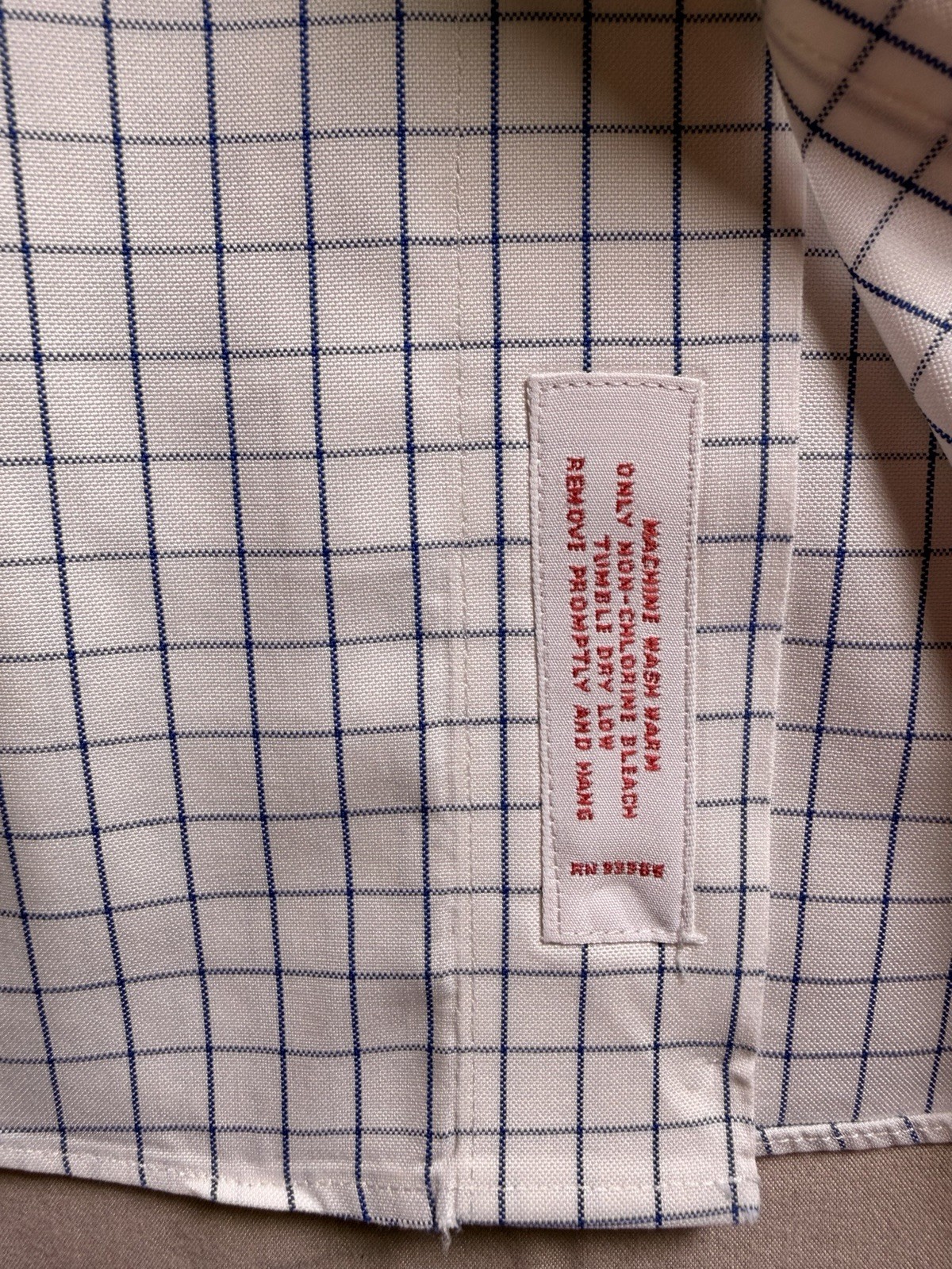 Brooks Brothers Polo Shirt 15.5 34 White Blue Windowpane Check Non Iron