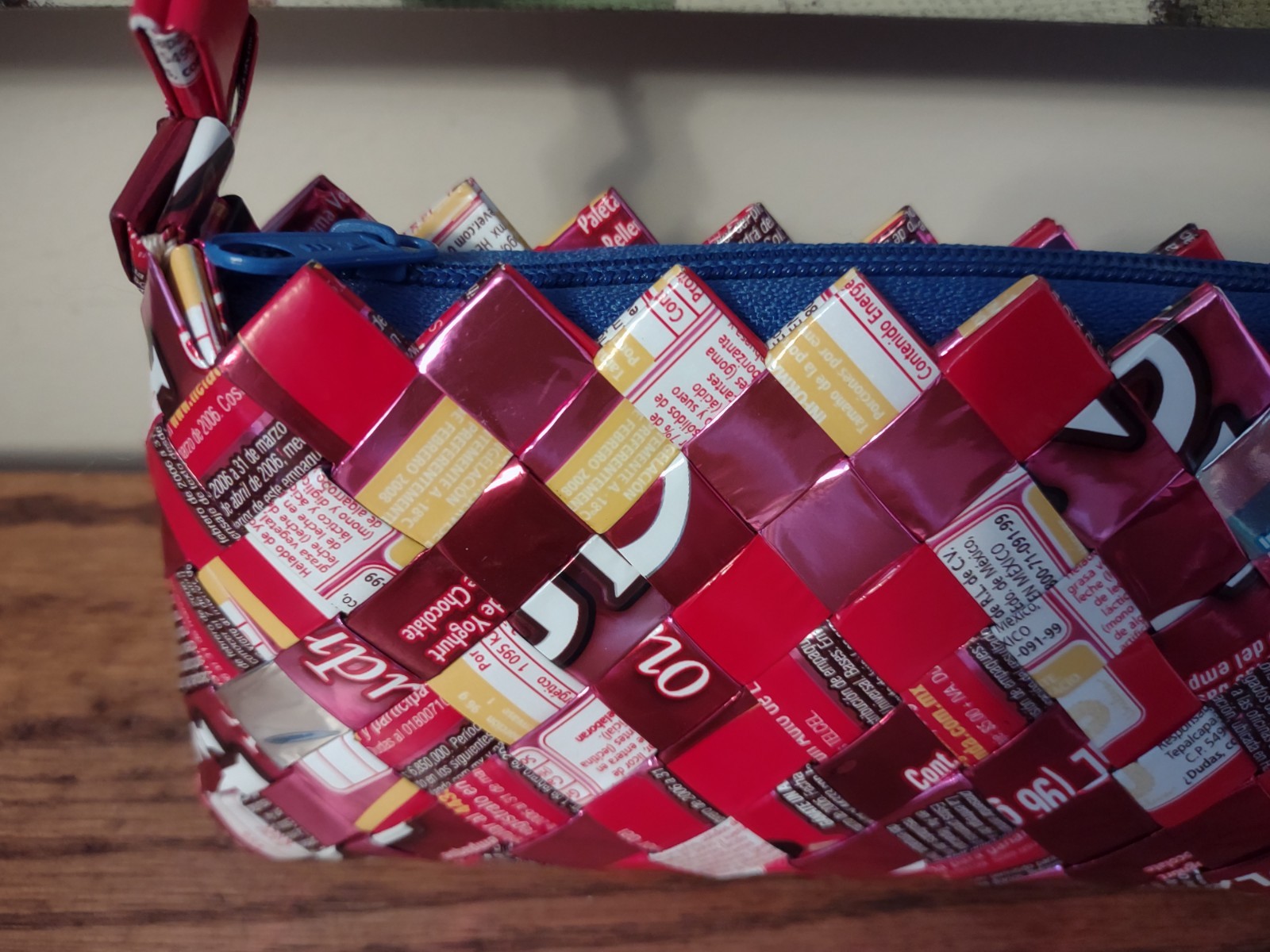Nahui Ollin Candy Wrappers Shoulder Bag Red Pink Mexico Zipper Purse