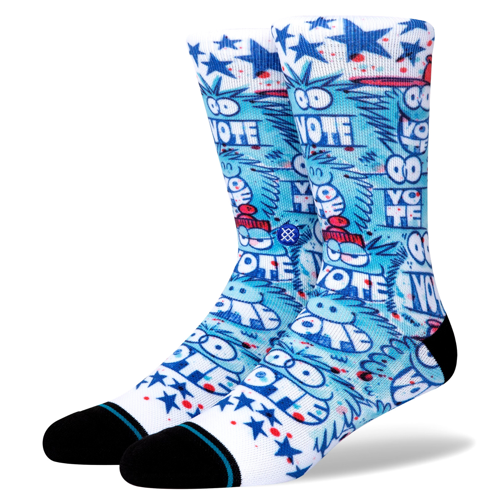Stance Adult Blue Crew Polyester Cushion Kevin Lyons Get Out N Vote Socks L 9-13