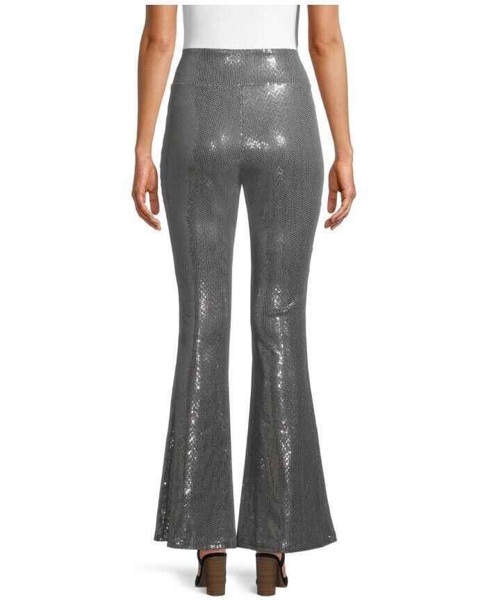 No Boundaries Sequin Flare Pants, Nobo Silver Sparkle Flare Pants, Bell Bottoms