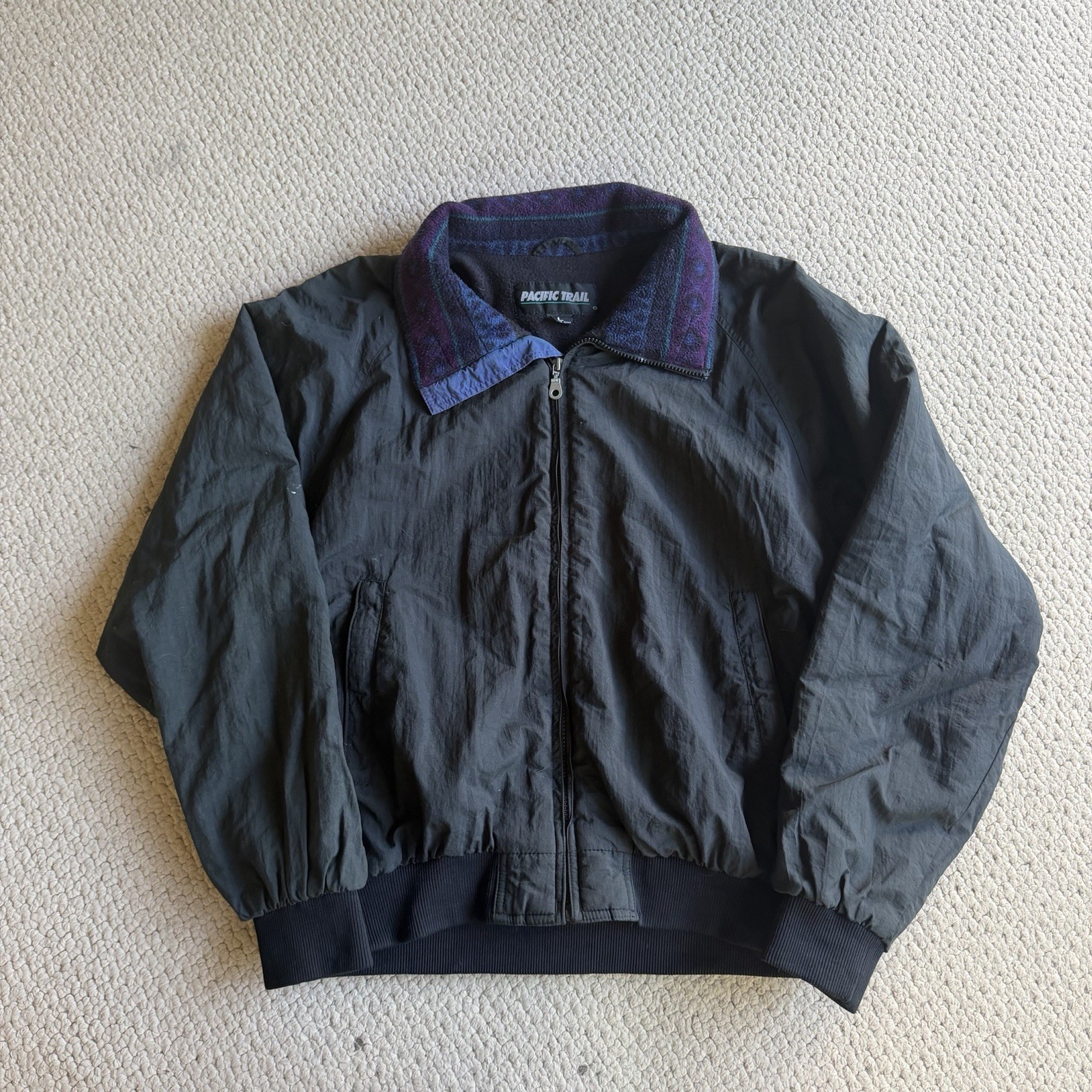 Vintage Pacific Trail Aztec Fleece Collar Zip Up Jacket Men’s Large