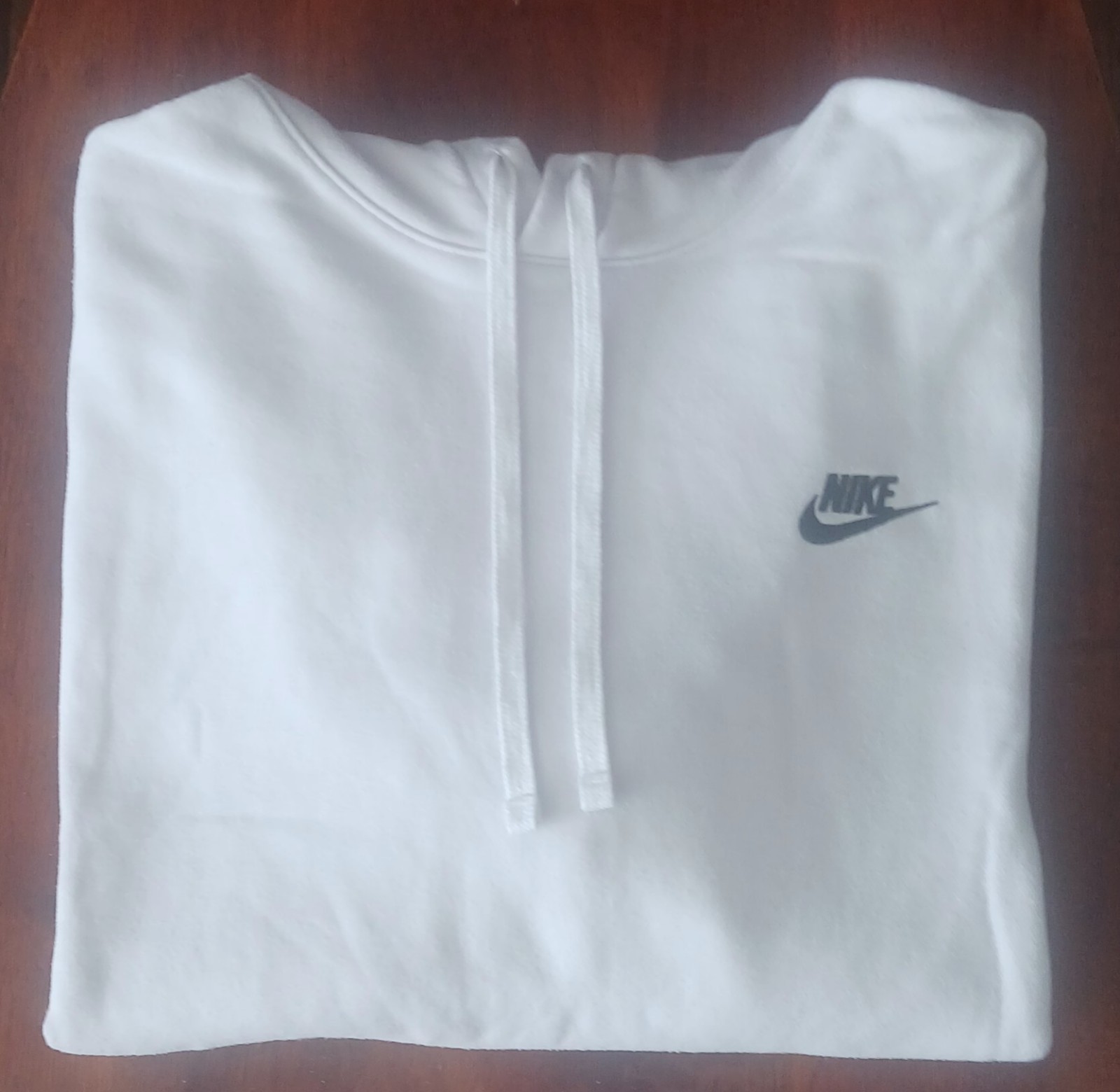 Nike Men’s White Pullover Hoodie Cotton Fleece Solid Drawstring Regular Fit
