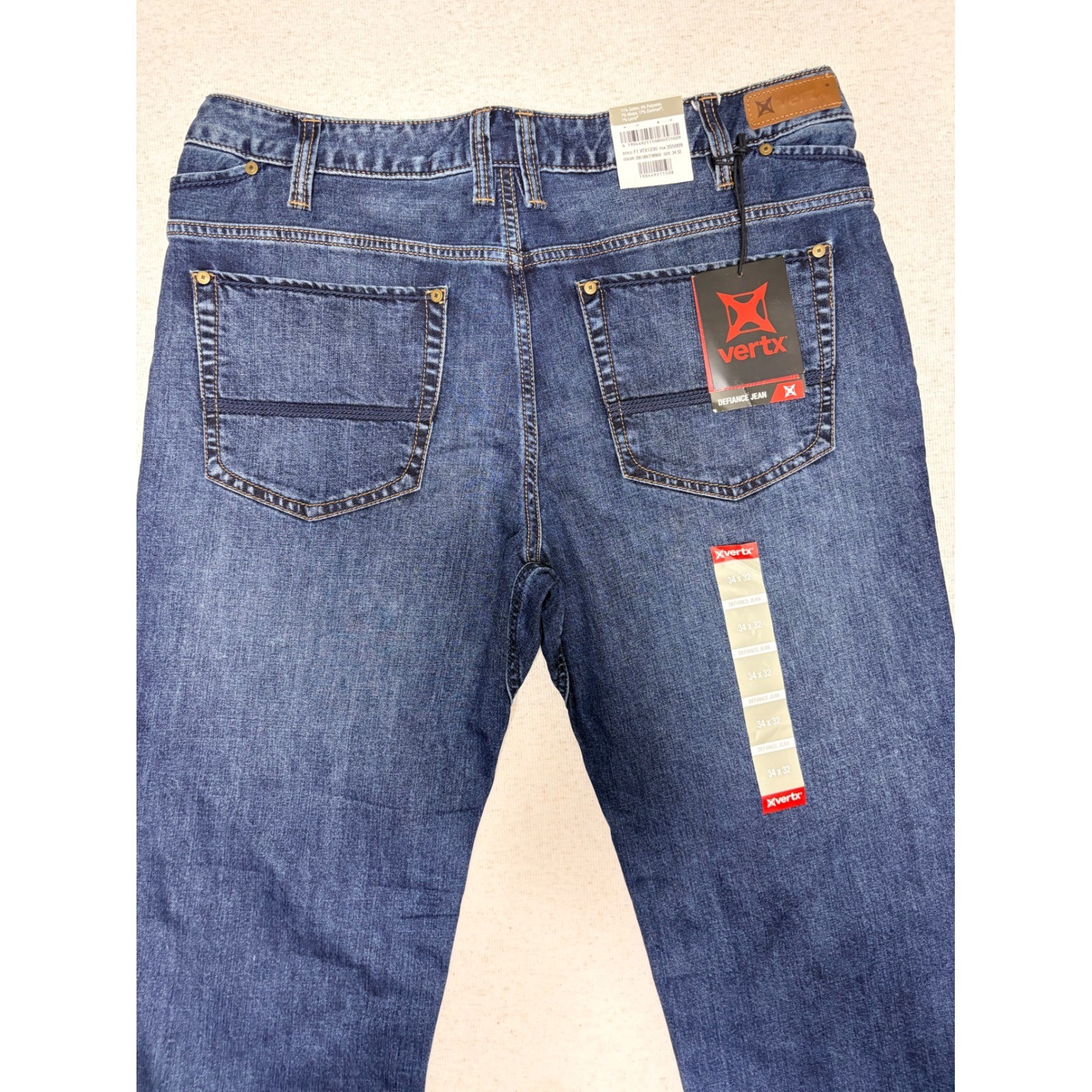 Vertx Defiance Tactical Jeans Mens 34×32 Dark Stonewash Coolmax VTX1230 NEW