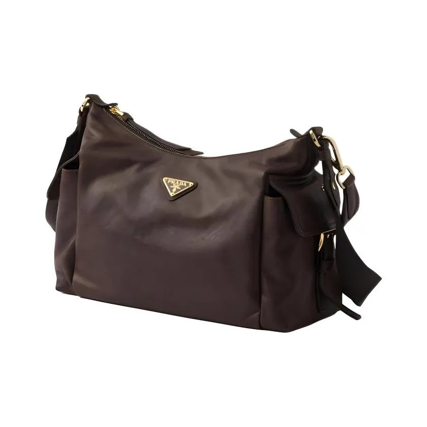 PRADA Explore Leather Handbag Large Women’s Brown 12.6*4.5*8.7 in