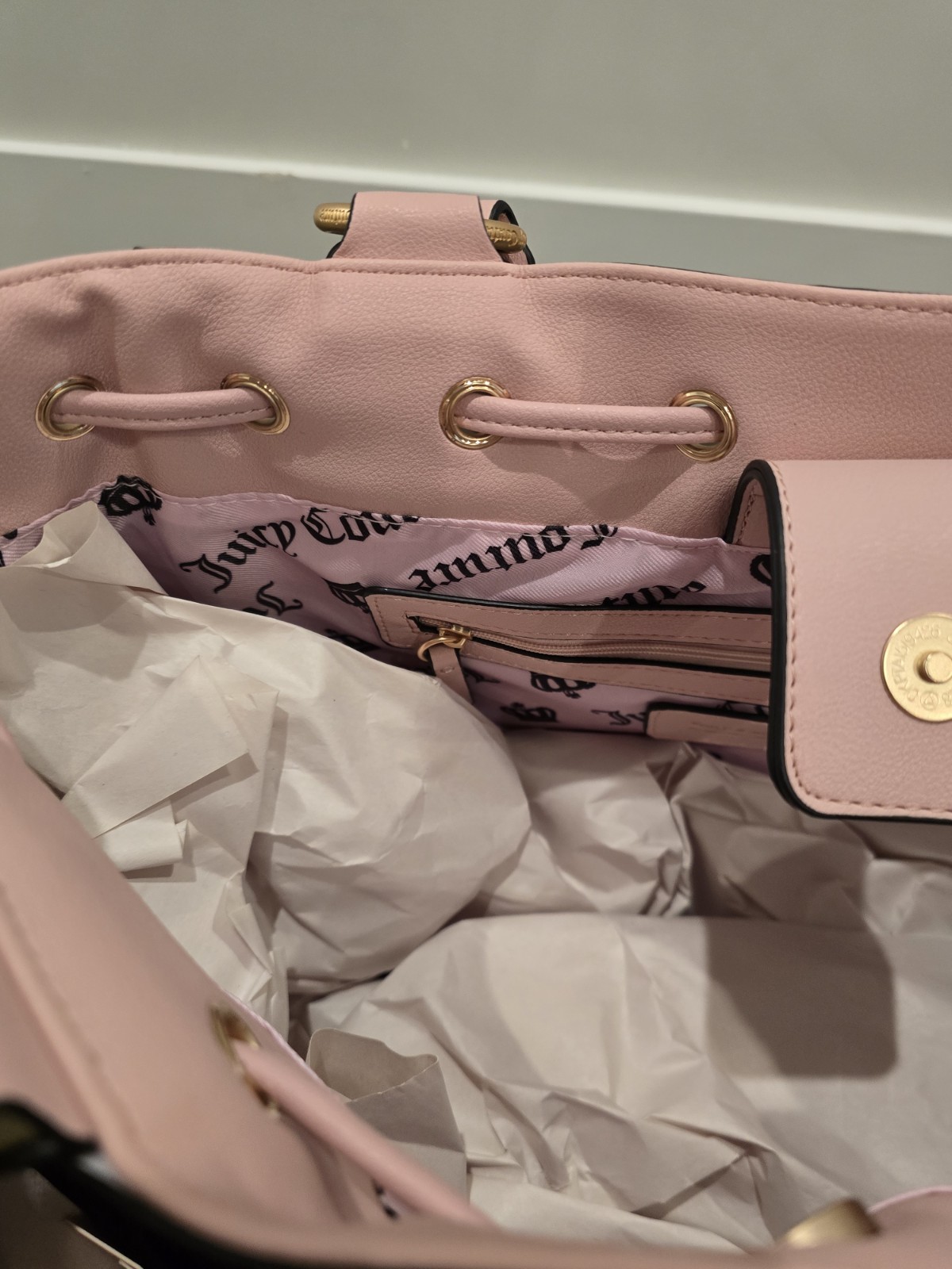Juicy Couture Lovers Club Terry Tote Daydreamer Bag Black Pink Y2K NWT