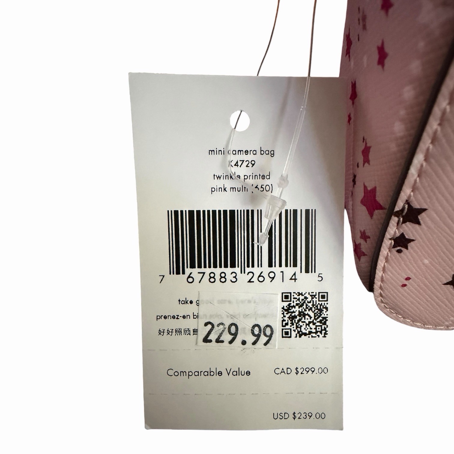 NWT Kate Spade Staci Mini Camera Bag Purse Pink Multi Twinkle Stars Retail $239