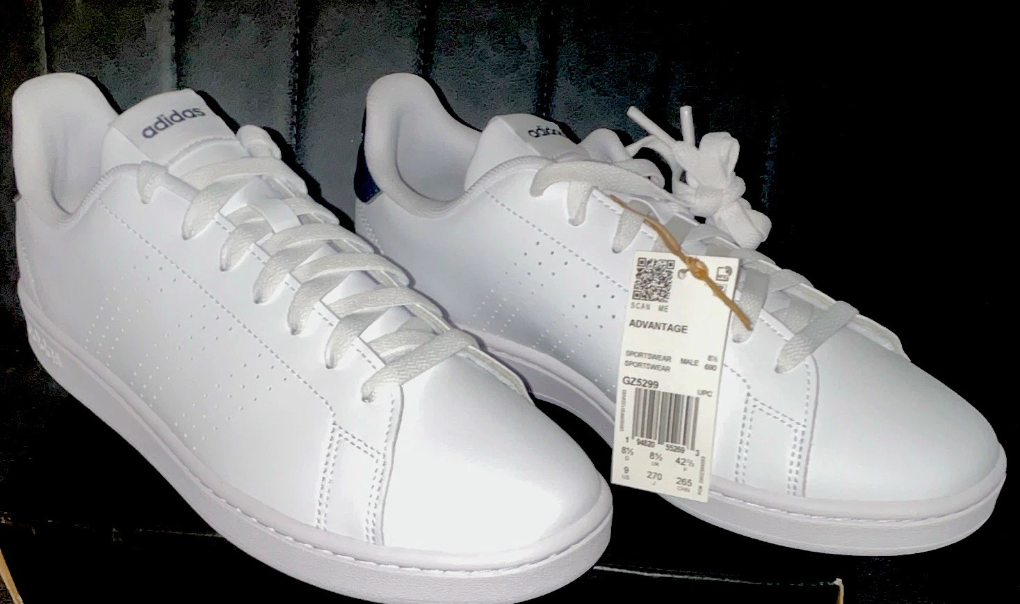 Adidas Advantage White Legend Ink Leather Low Top Men’s Sneakers Size 9 7GZ5299