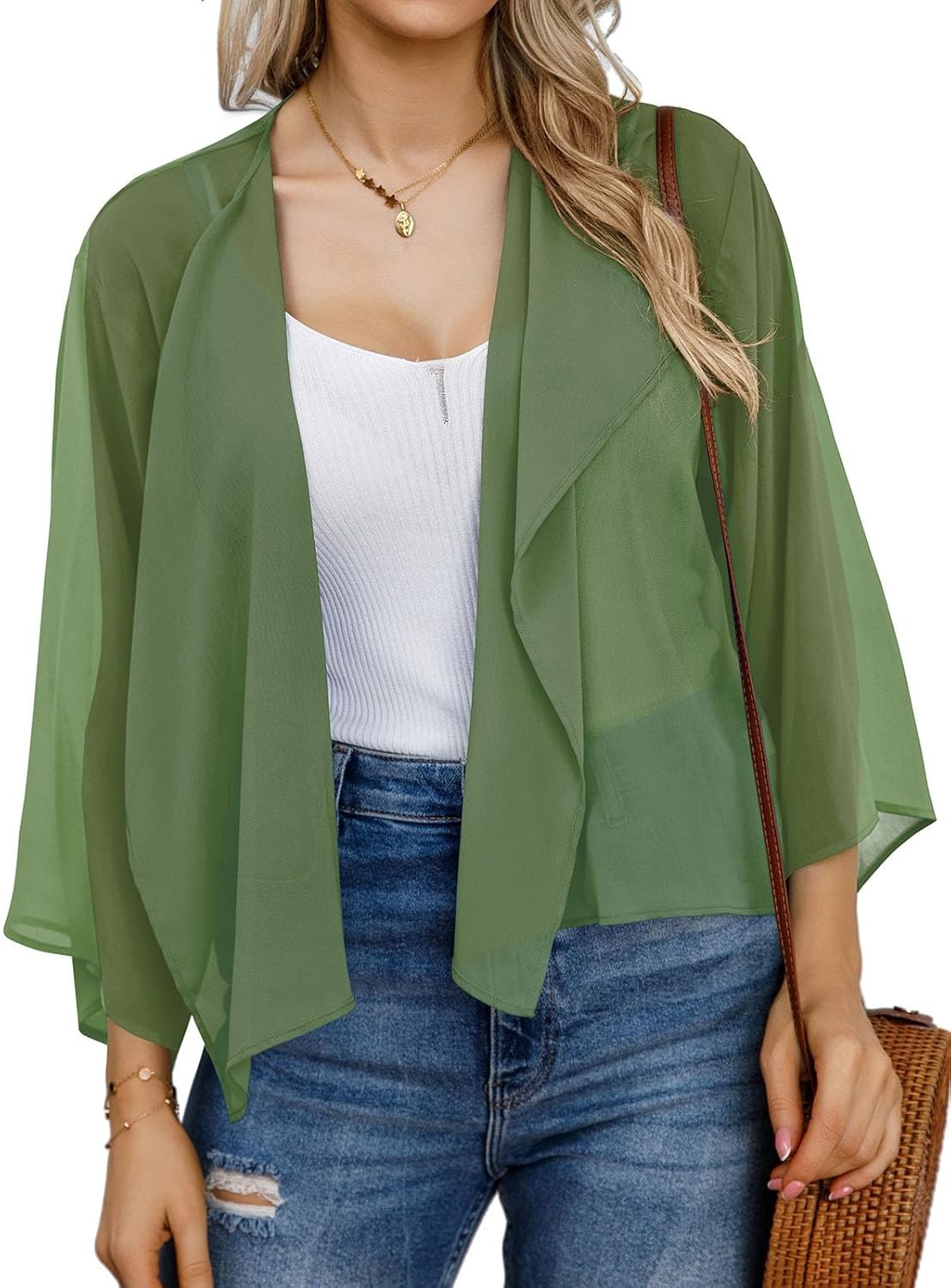 Womens Summer Short Shrugs Kimono Cardigan Casual Chiffon Bolero Jacket Tops