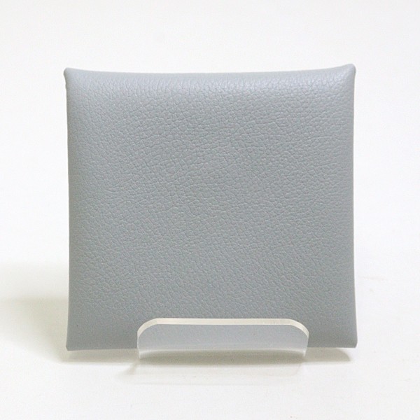 Hermes BastiA Coin Case Blue Gracie Silver Hardware Snap Closure 8.3×8.3×1.3cm