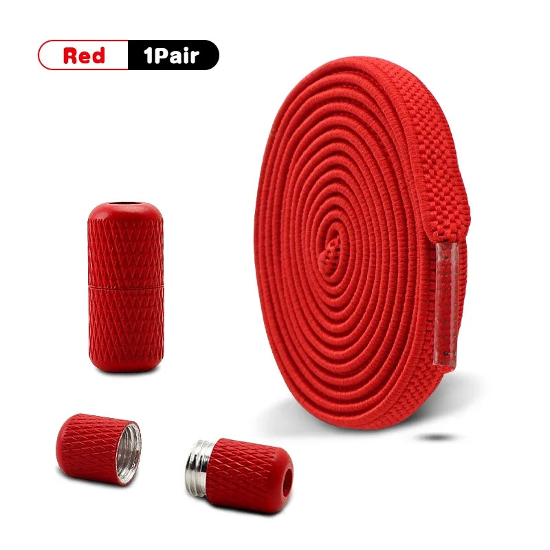 1/2 Pair Flat Elastic Shoe Laces Kids Adult Quick Shoelace Metal Capsule Buckle