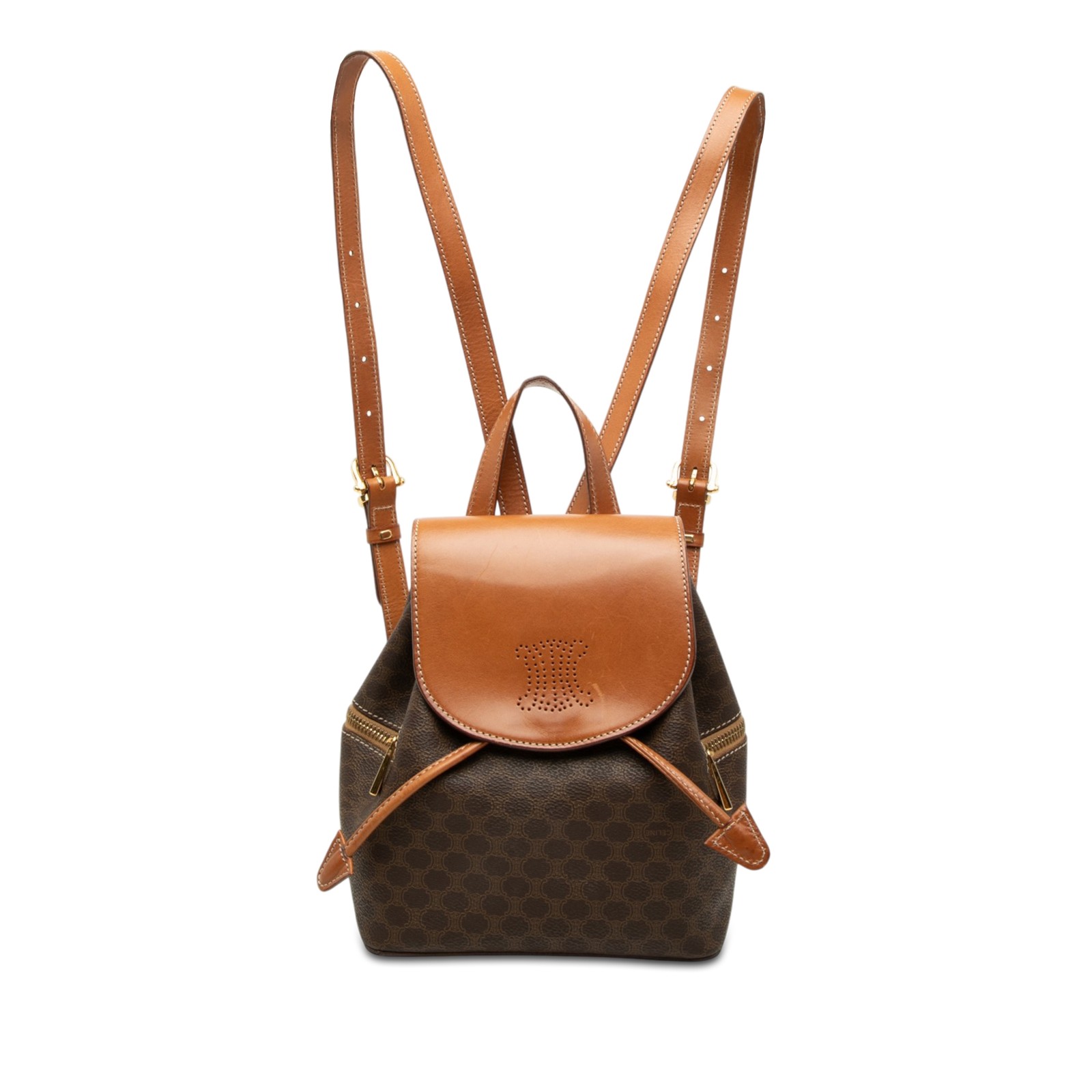 Celine Macadam Coated Canvas Backpack Pre-Loved Brown