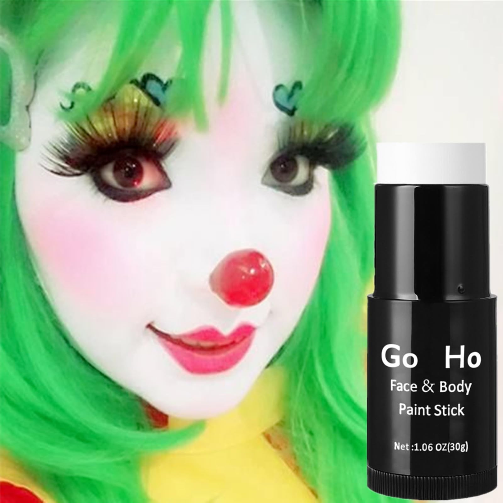 Go Ho 1.06 Ounce (Pack of 1), White Face Paint Stick Full-coverage