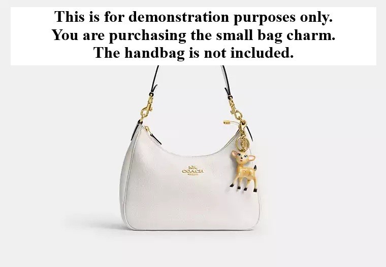 Coach Deer Bag Charm Keyring CCD40 3″ x 2.25″ x 1.0″ Resin Metal Brass Tan New