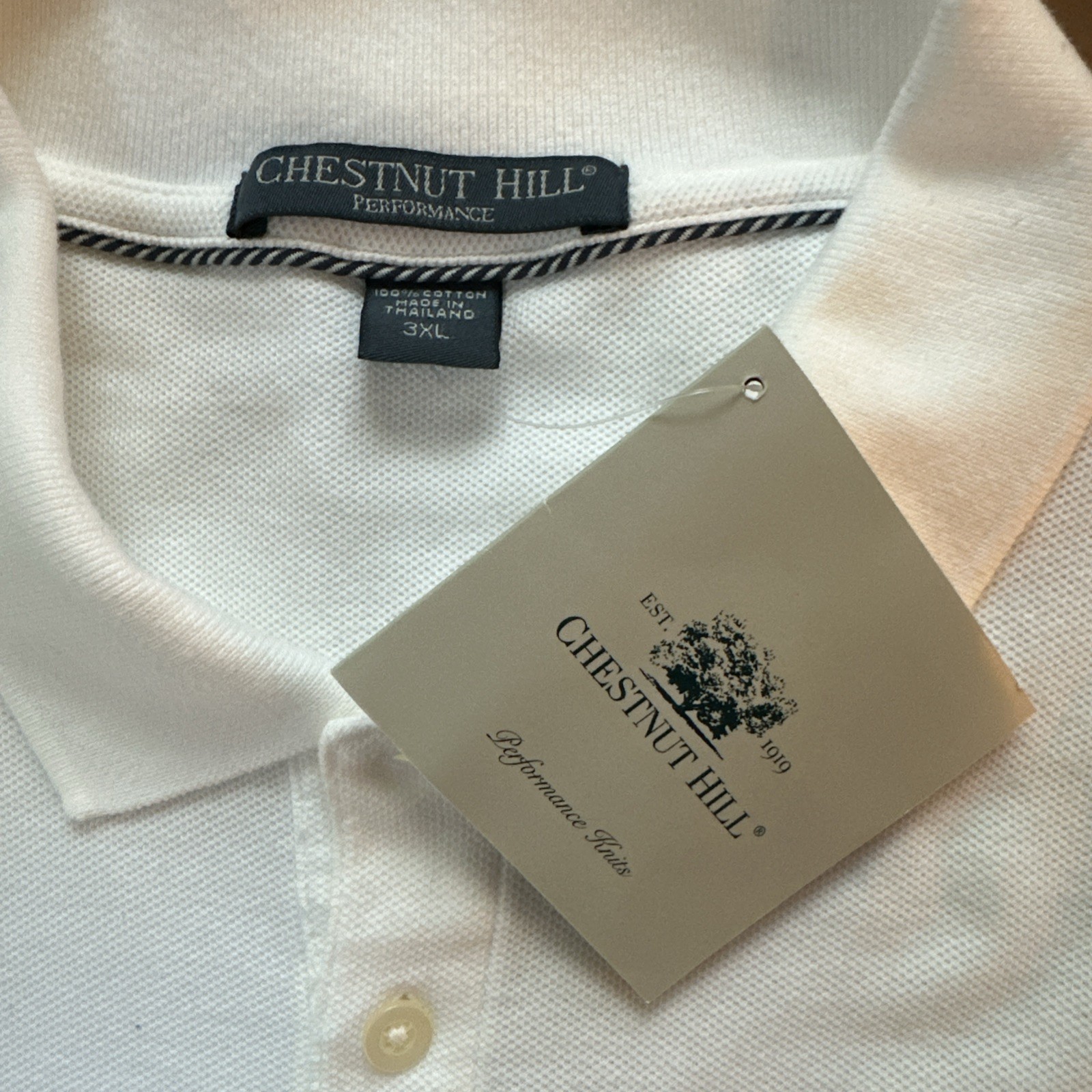 Chestnut Hill Polo Performance Knits Mens 3XL Ivory long sleeve shirt New