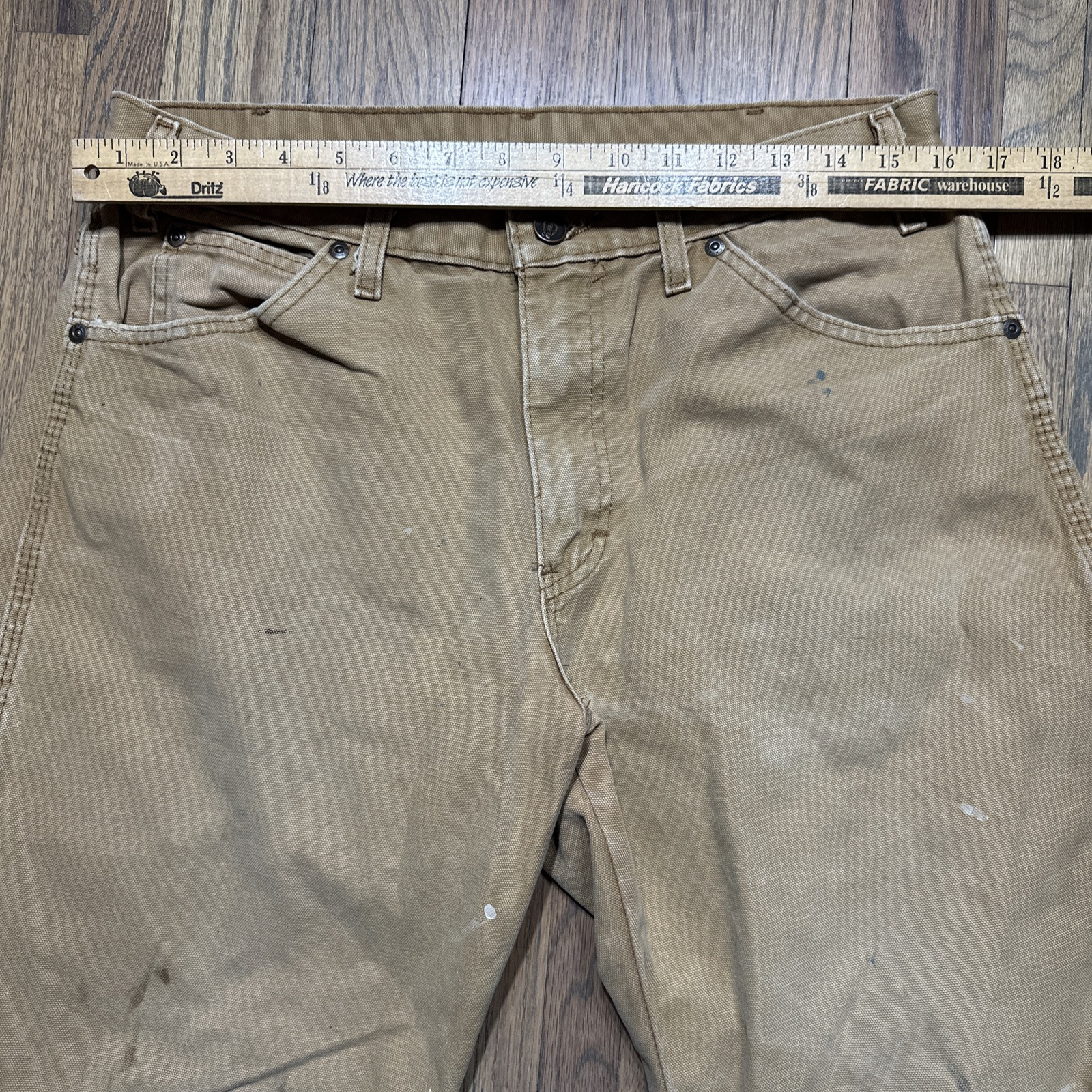 Distressed Worn DICKIES CARPENTER PANTS Classic Brown Tan 32×32 1990s Y2K