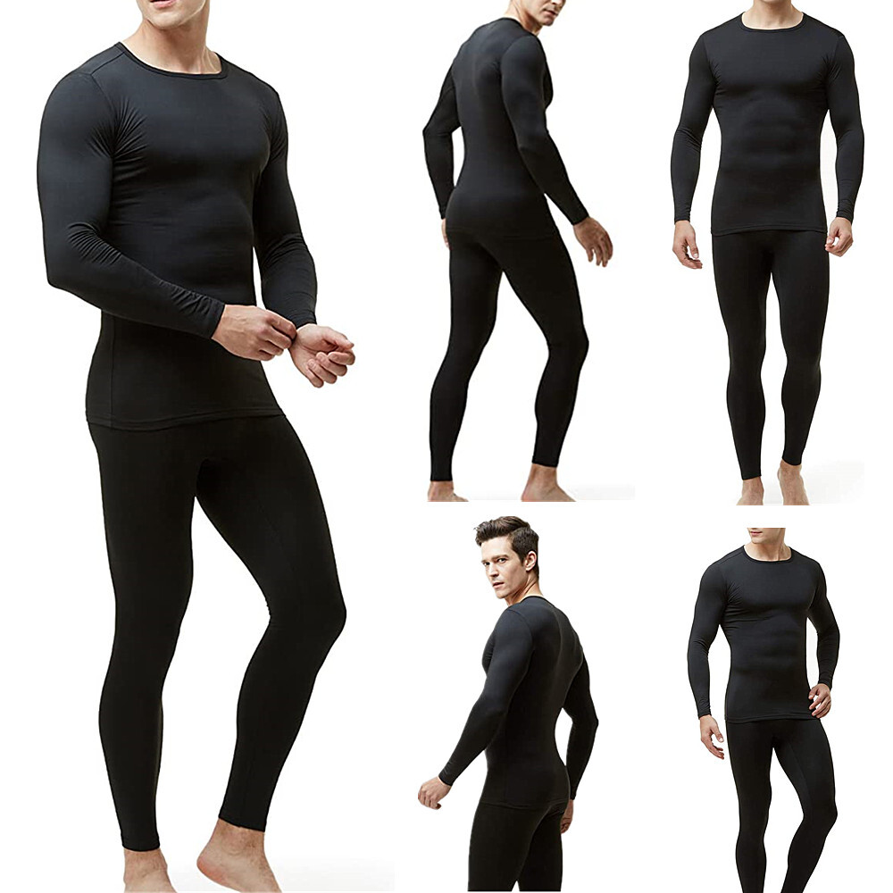Men Microfiber Ultra Soft Fleece Thermal Long Johns Underwear Top & Bottom Set
