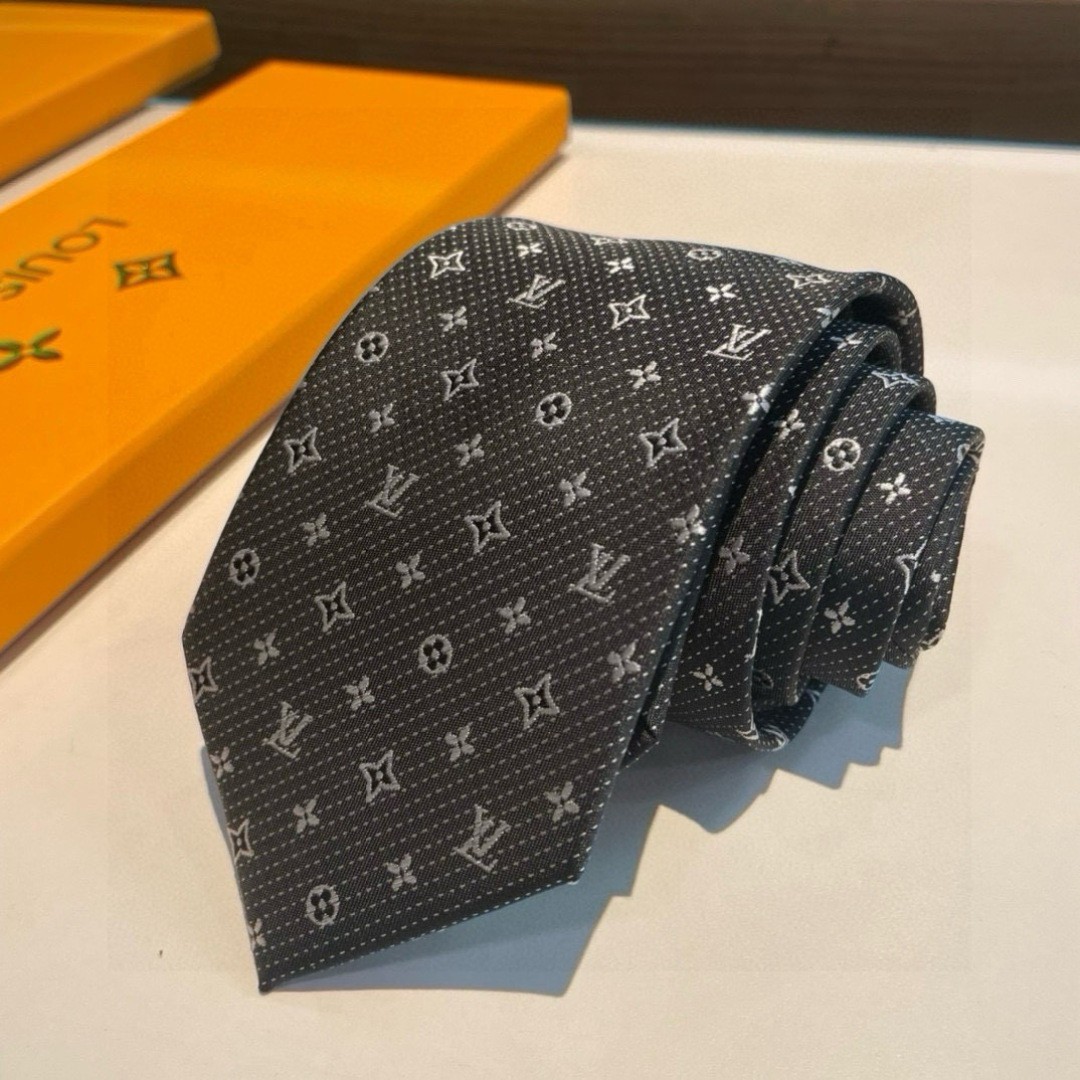 L.V Black Monogram Pattern Tie Men’s Formal Business Wedding Necktie Gift