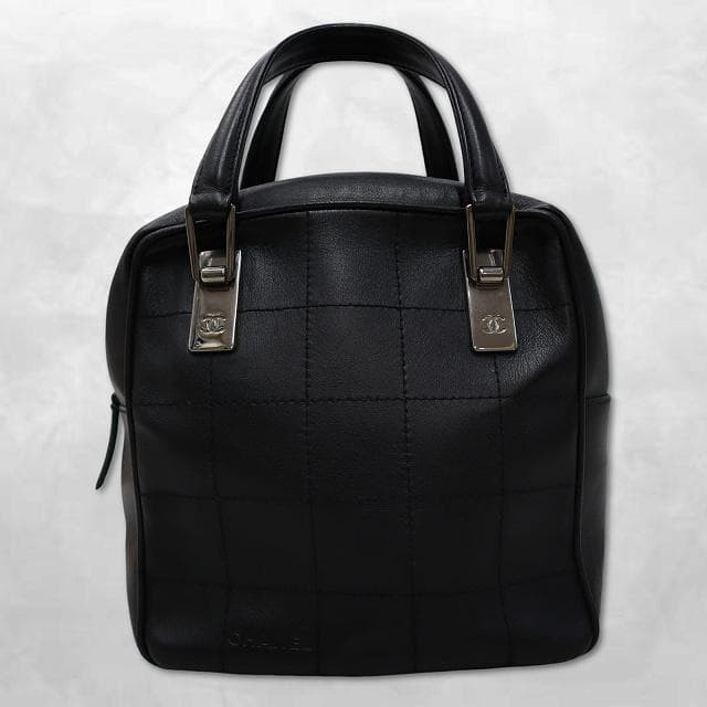Chanel Choco Bar Handbag Leather Black Shoulder Bag Series 7