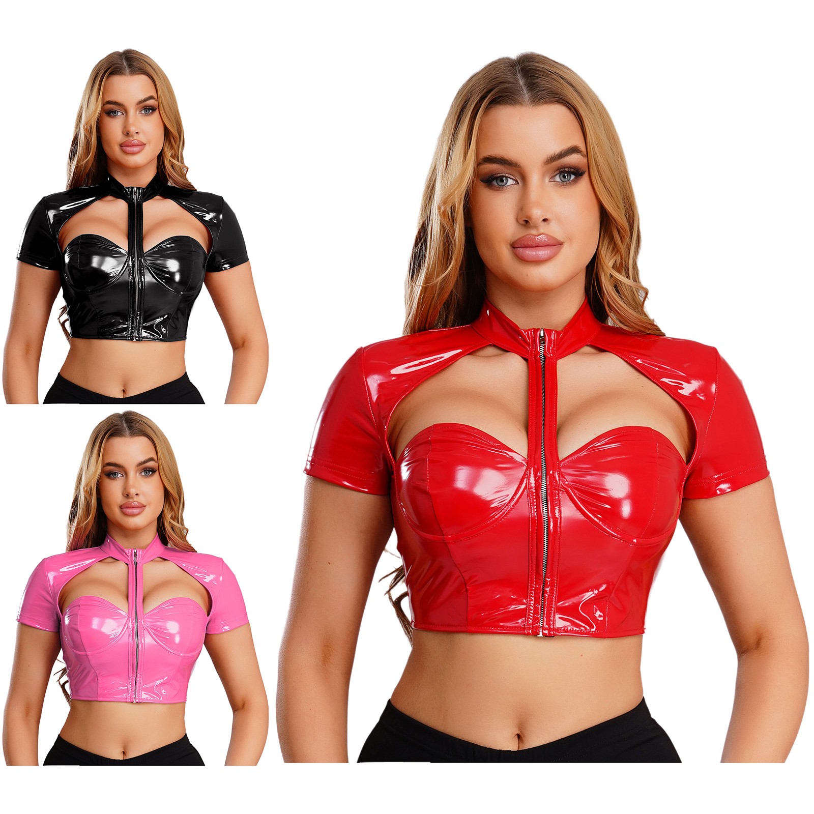 Women Top Patent Vest Glossy Bustier Punk Party For Carnivals Adult Clubwear