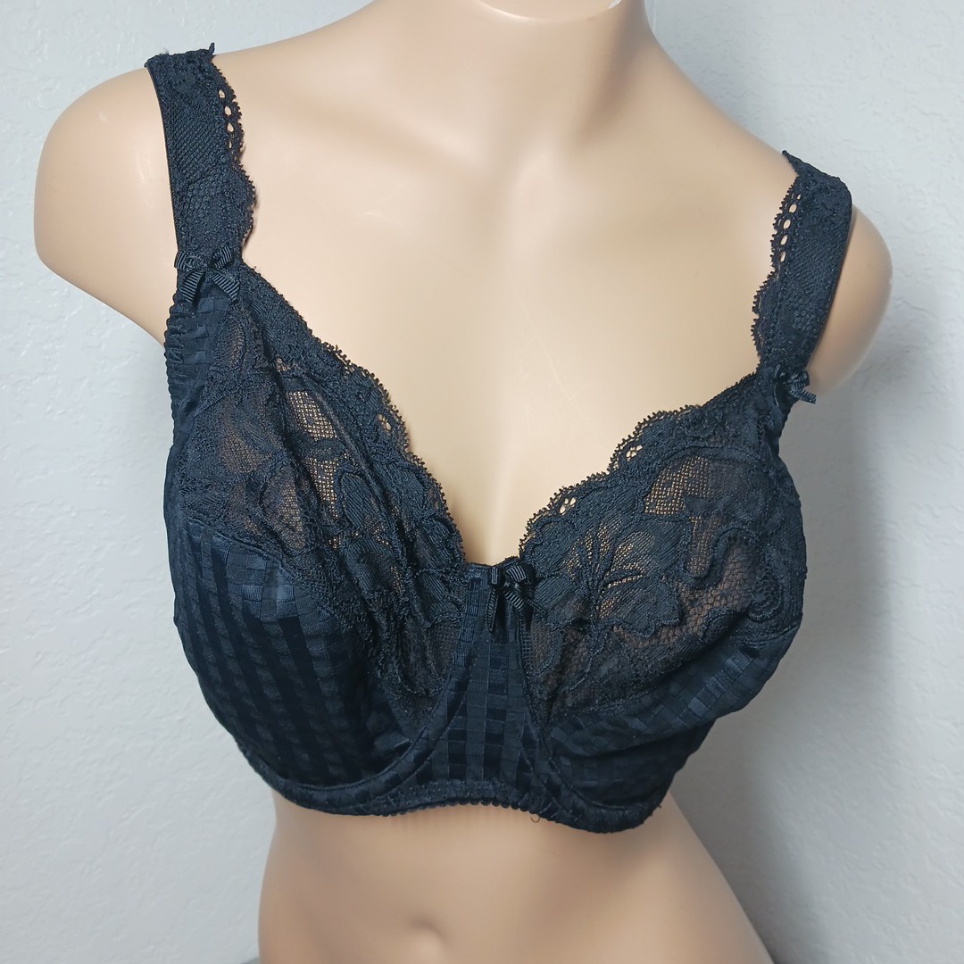 NWT Prima Donna Madison Side Support Wire Bra Unpadded Black 32H Floral Lace