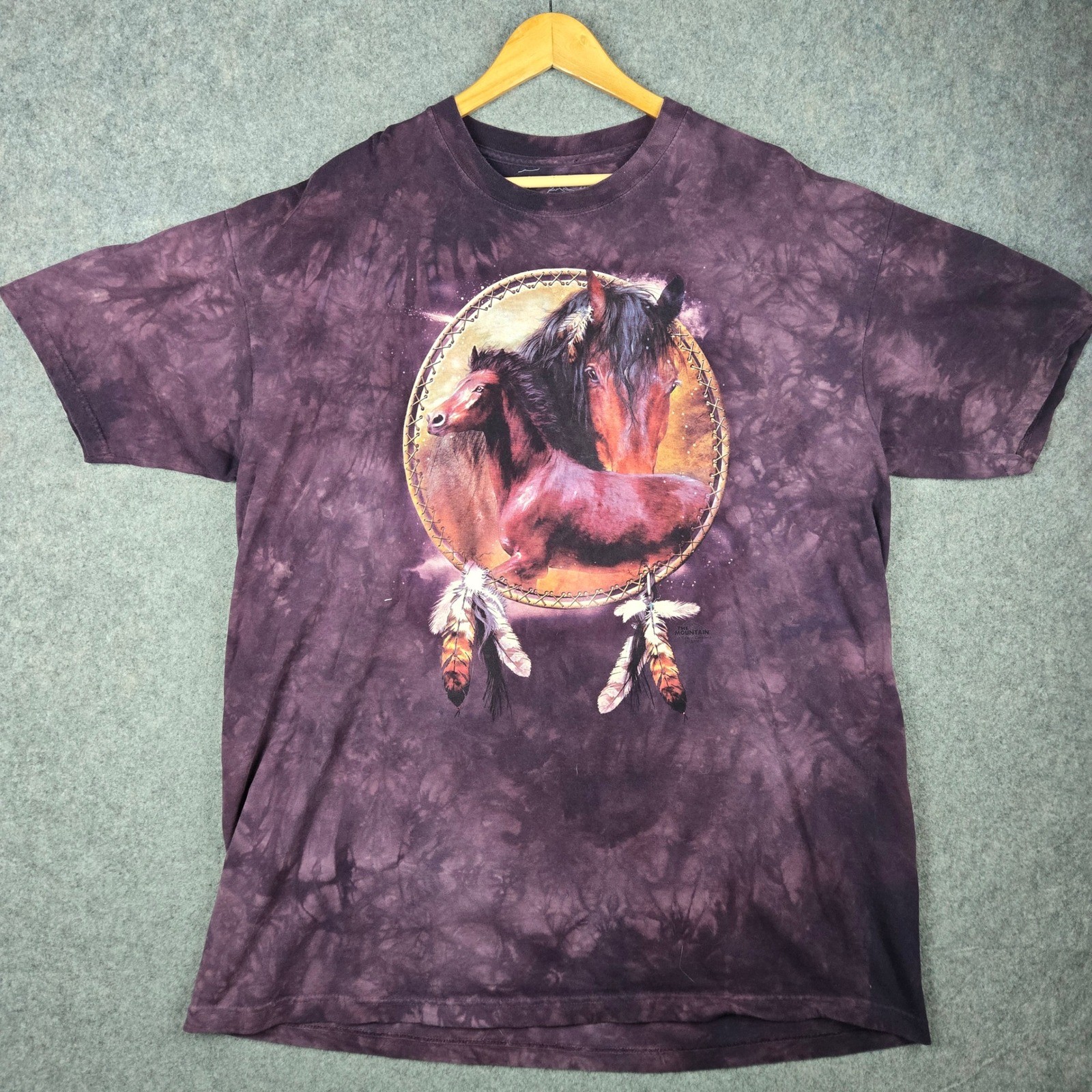 The Mountain Horse T Shirt Womens 2XL Purple Tie Dye Graphic Dreamcatcher