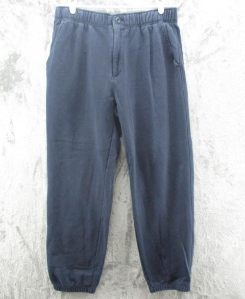 L.L. Bean Joggers Mens Medium Blue Fleece Sweatpants Zip Fly Elastic Waist