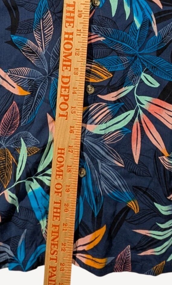 Old Navy Men’s XL Navy Tropical Leaf Print Short-Sleeve Button-Up Shirt NWT