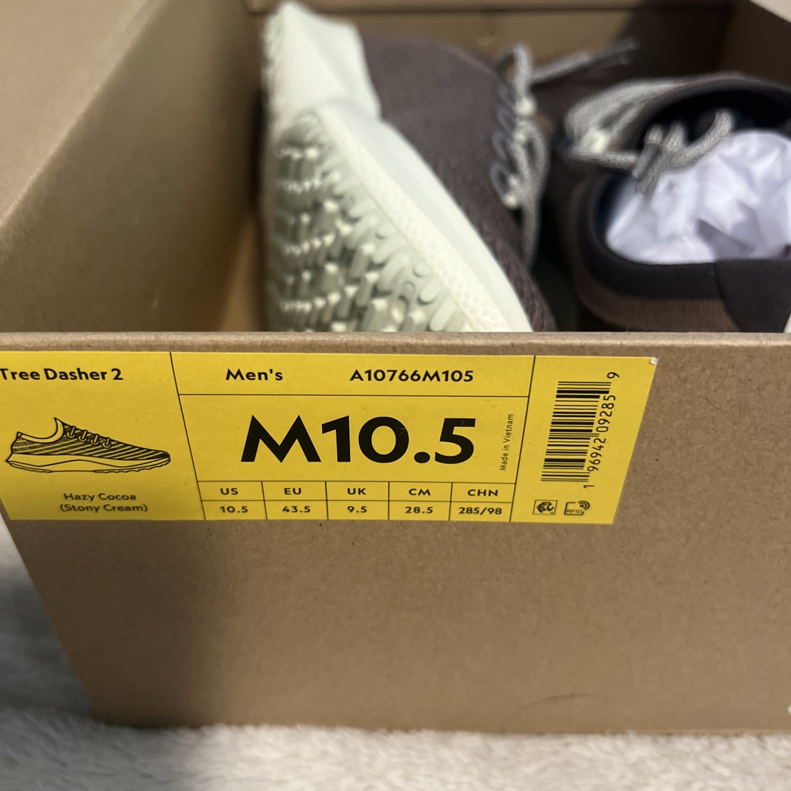 Allbirds Men’s Tree Runners Hazy Cocoa Sz 9 Lightweight Breathable Sneakers