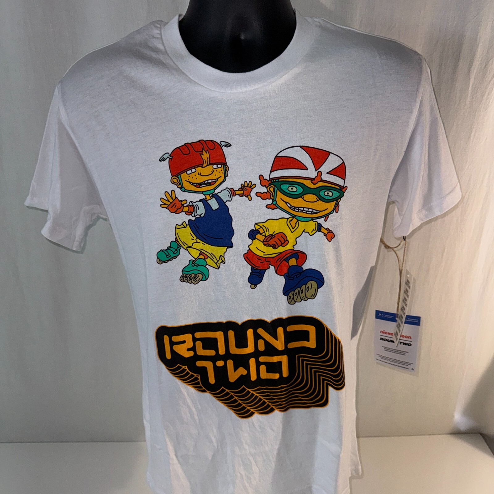 Nickelodeon X Round Two Rocket Power T-Shirt Size Small White Graphic Tee NEW