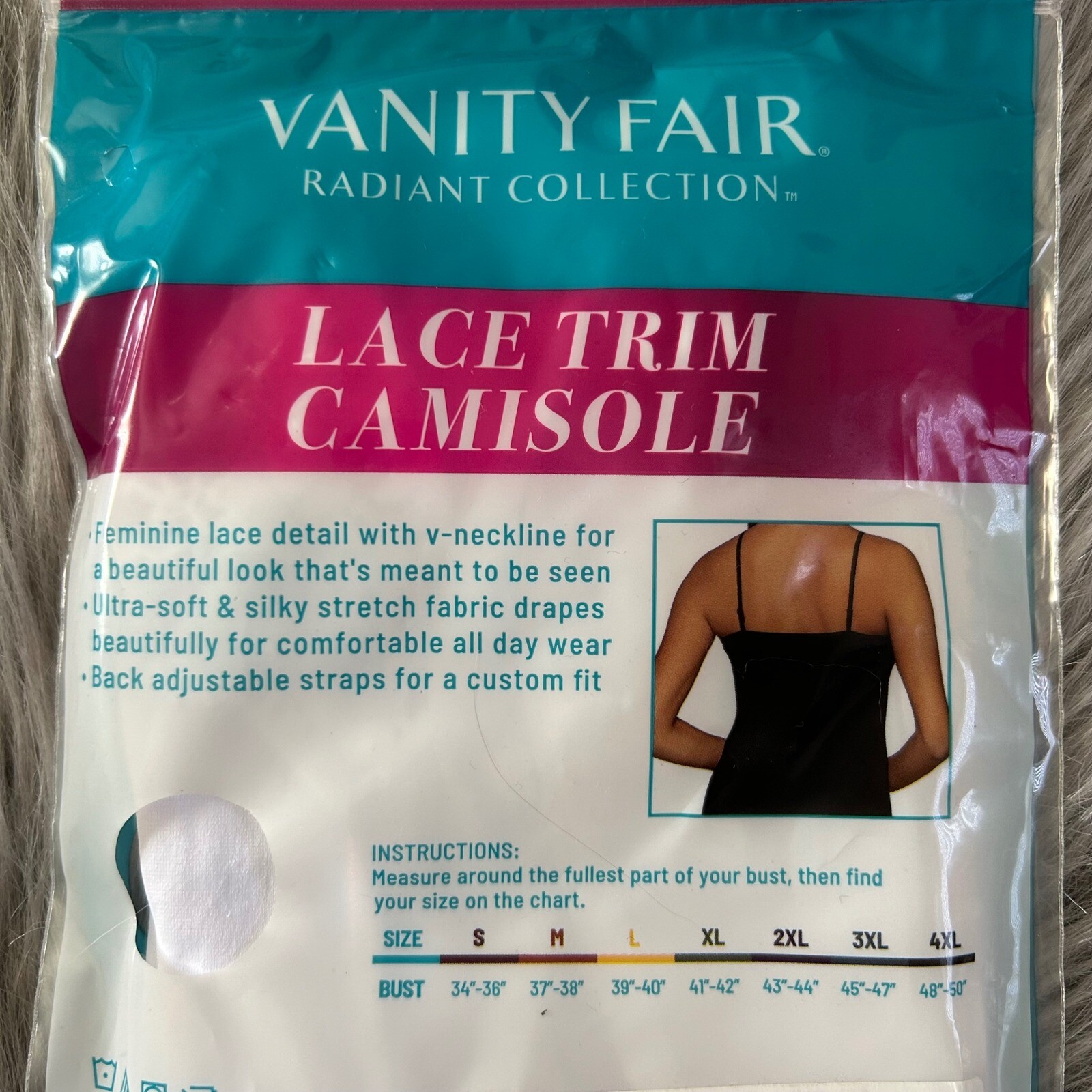 Vanity Fair Radiant Collection Lace Trim Camisole Womens Size Small White Tank