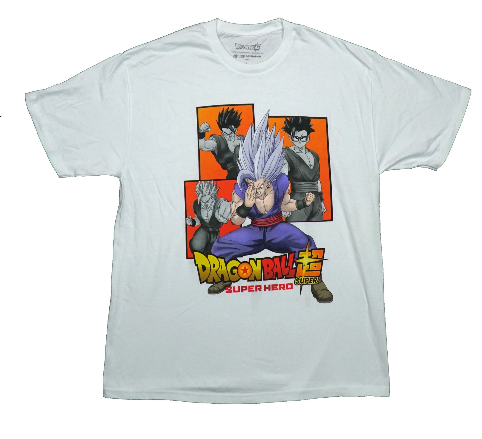 Dragon Ball Z New Adult T-Shirt – Gohan Over Portraits with Orange Background